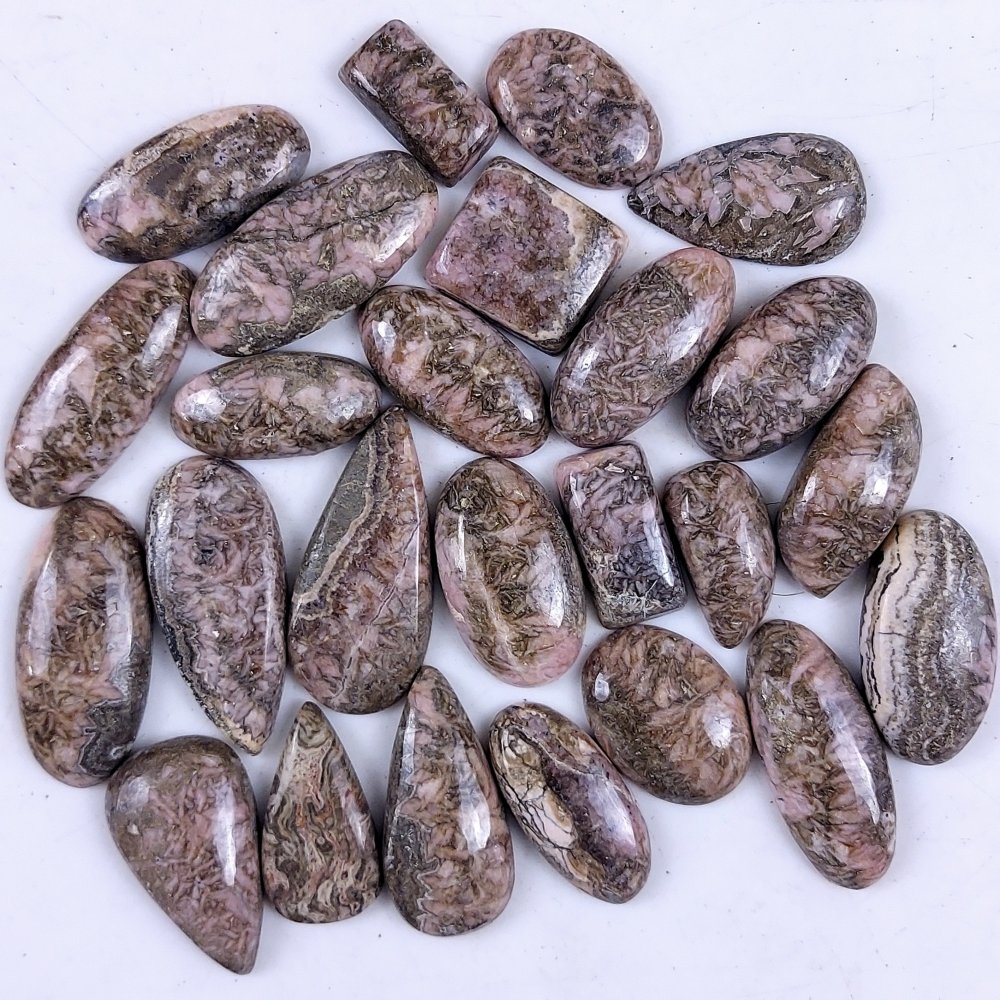 25Pcs 678Cts Natural Rhodochrosite Loose Cabochon Gemstone For Jewelry Making Handmade Lot37x16 20x10mm#G-2078