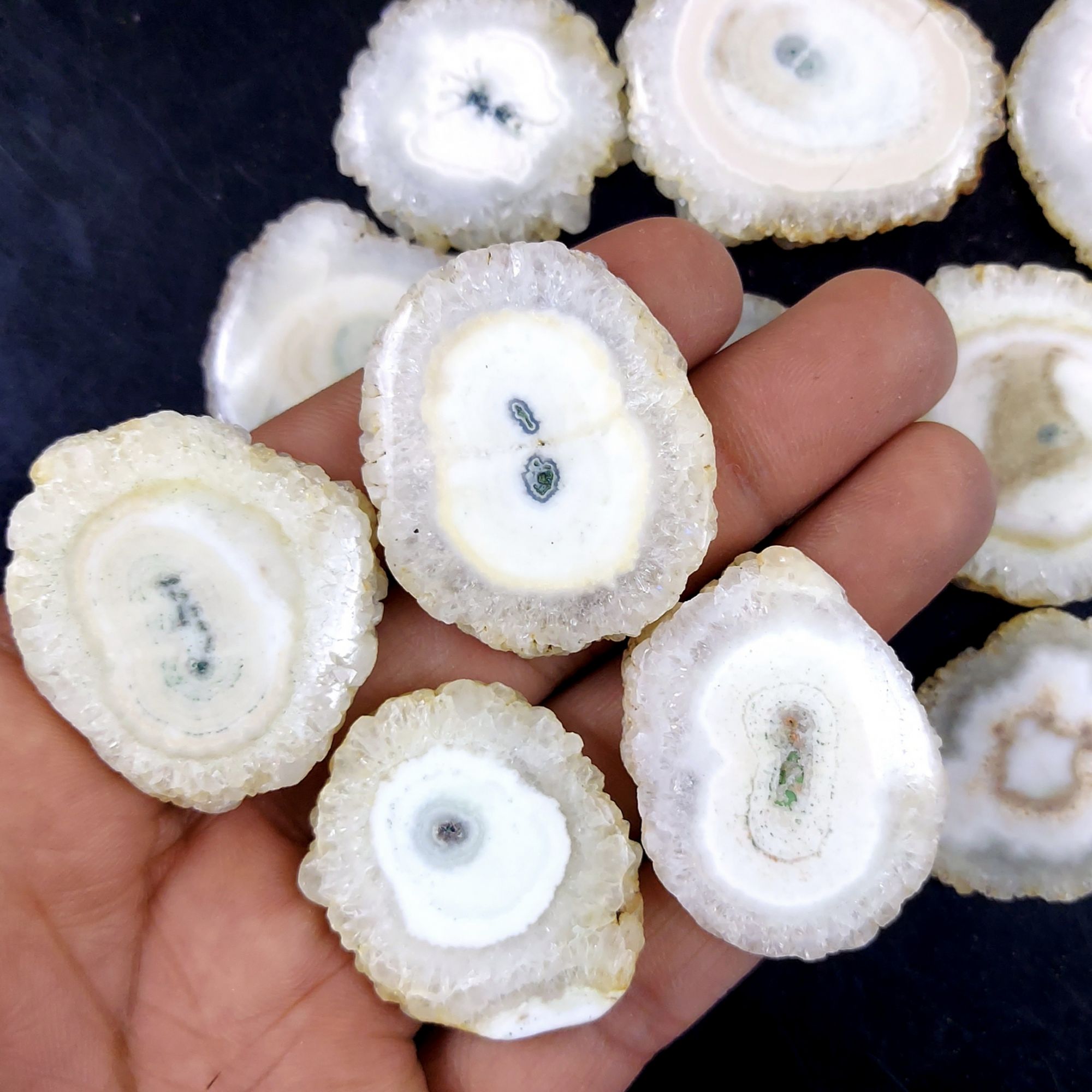 15Pcs 965Cts Natural White Solar Quartz Silce Cabochon Gemstone Flat Back  Back Unpolished Lot42x38 26x26mmG-2105