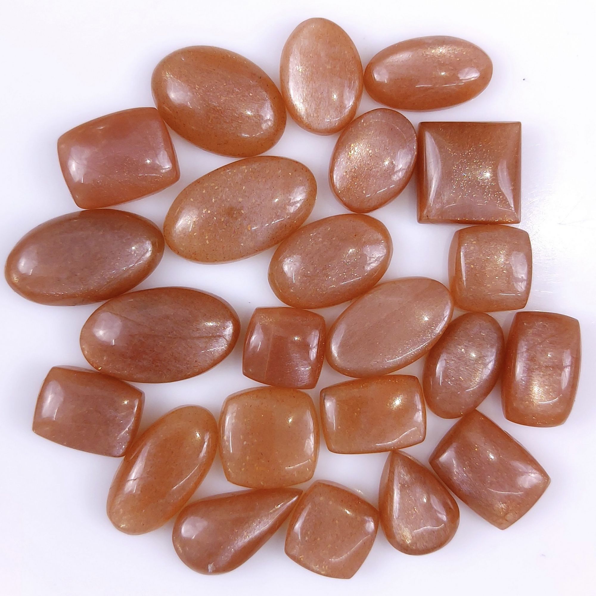 23 Pcs 288 Cts Natural Peach Moonstone Cabochon Lot Mix Shape Loose Gemstones Crystal Jewelry Making Supplies 25x15 13x13mmR-2137