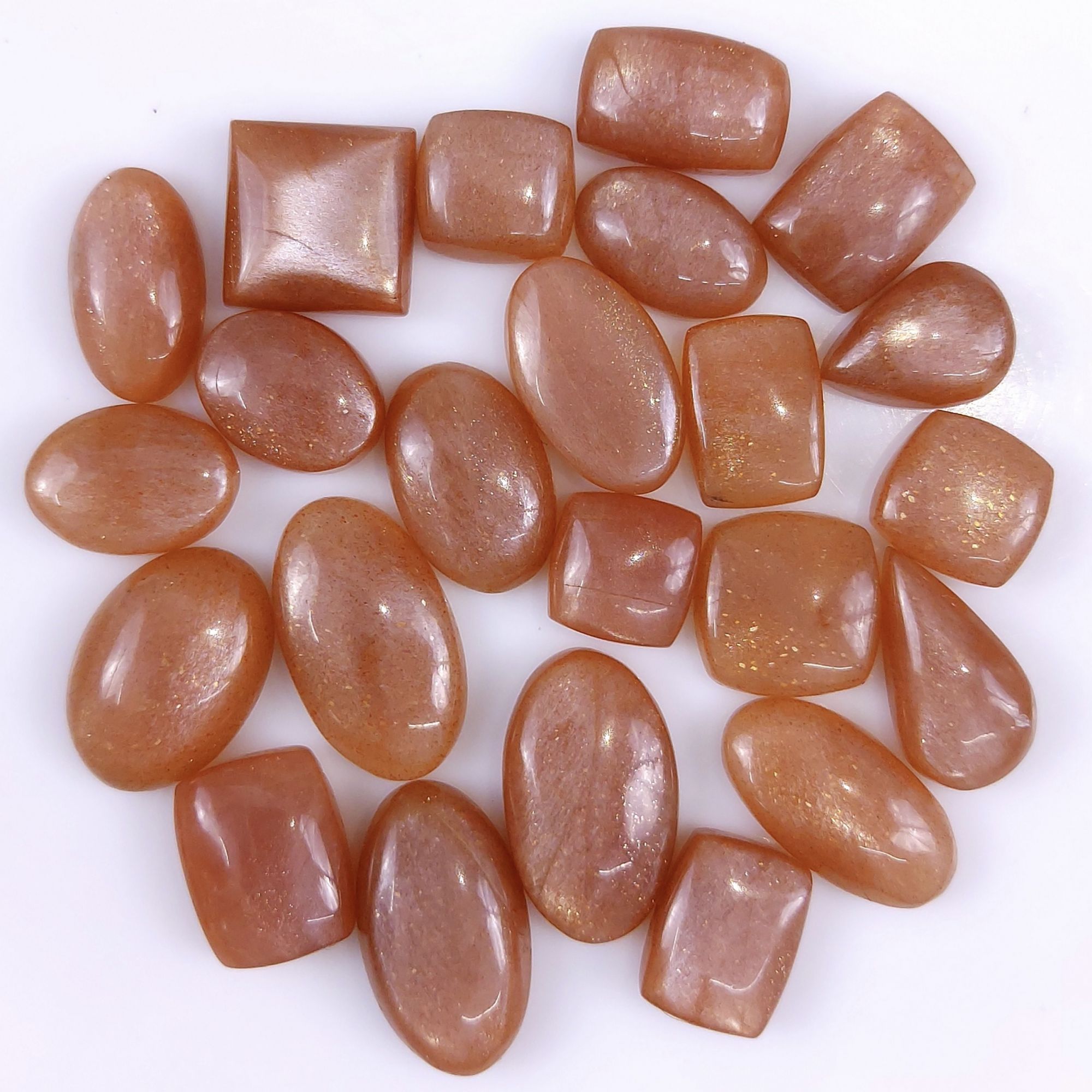 23 Pcs 288 Cts Natural Peach Moonstone Cabochon Lot Mix Shape Loose Gemstones Crystal Jewelry Making Supplies 25x15 13x13mmR-2137