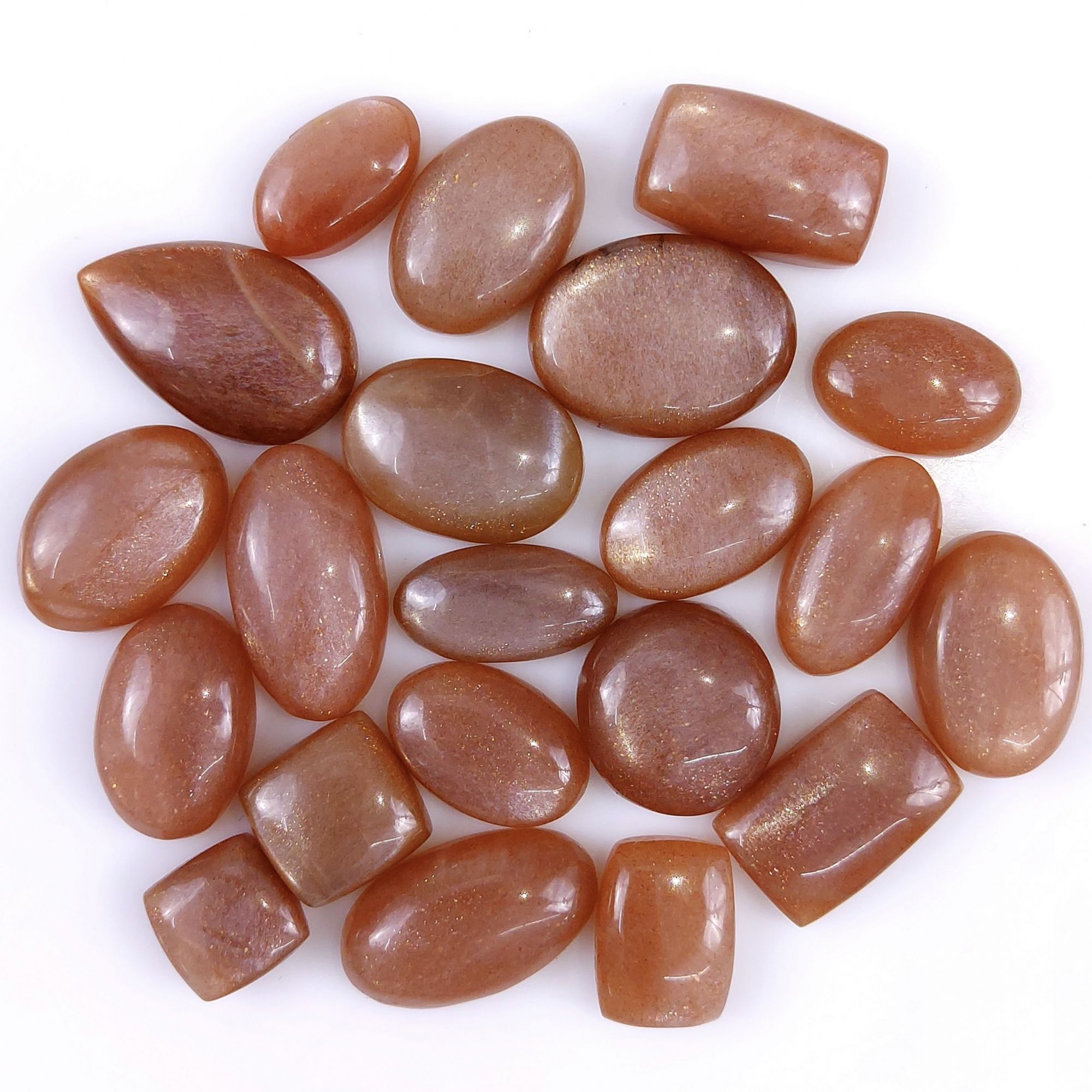 21 Pcs 350 Cts Natural Peach Moonstone Cabochon Lot Mix Shape Loose Gemstones Crystal Jewelry Making Supplies 23x12 15x11mmR-2139