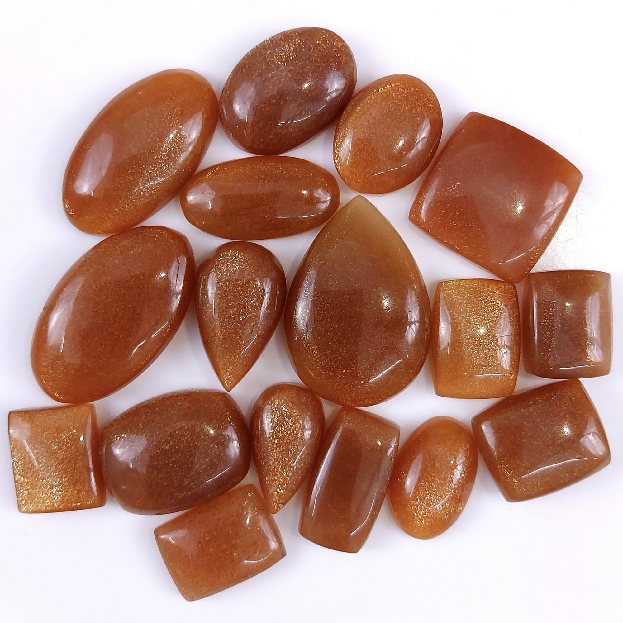 17 Pcs 295 Cts Natural Peach Moonstone Cabochon Lot Mix Shape Loose Gemstones Crystal Jewelry Making Supplies 30x20 15x12mmR-2142