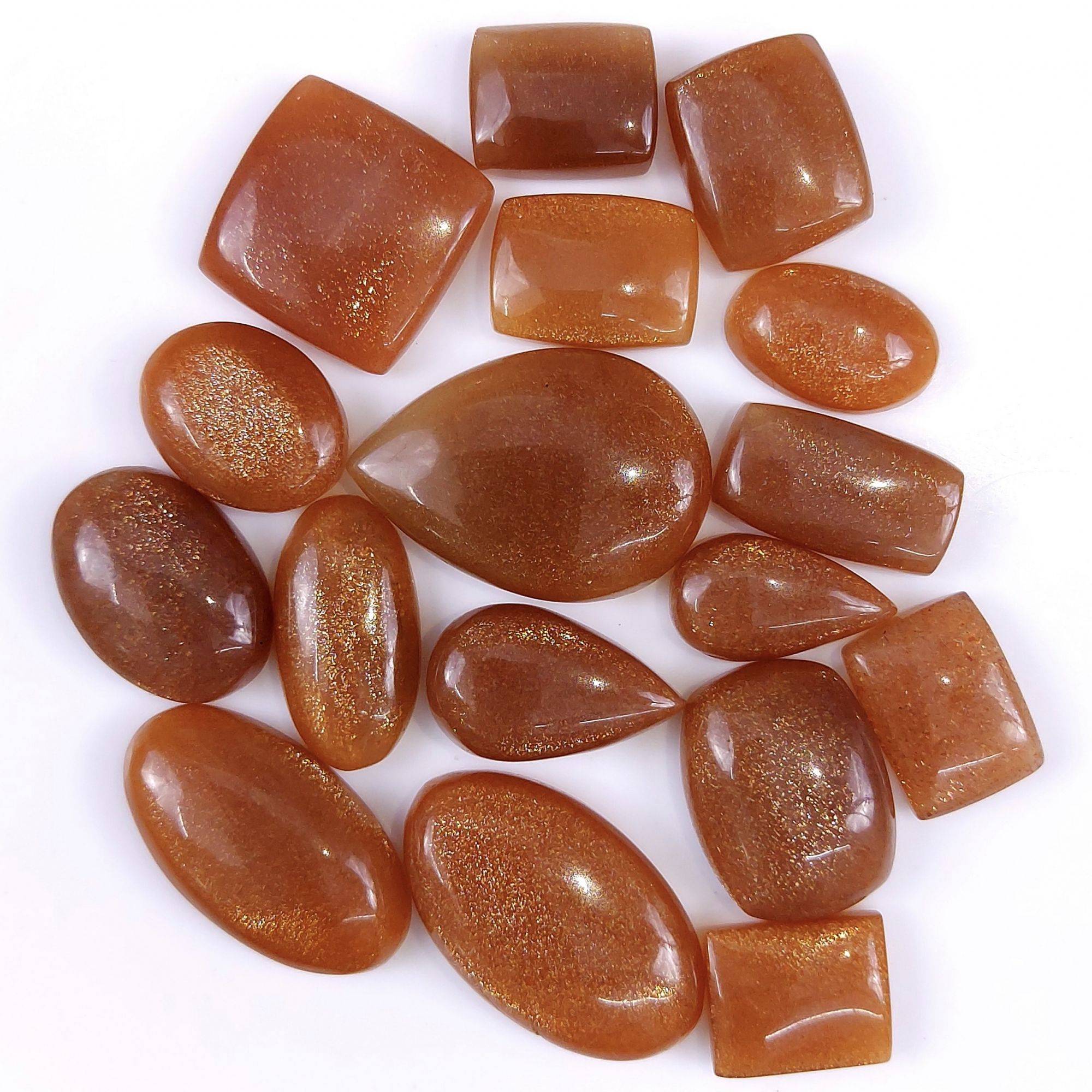 17 Pcs 295 Cts Natural Peach Moonstone Cabochon Lot Mix Shape Loose Gemstones Crystal Jewelry Making Supplies 30x20 15x12mmR-2142