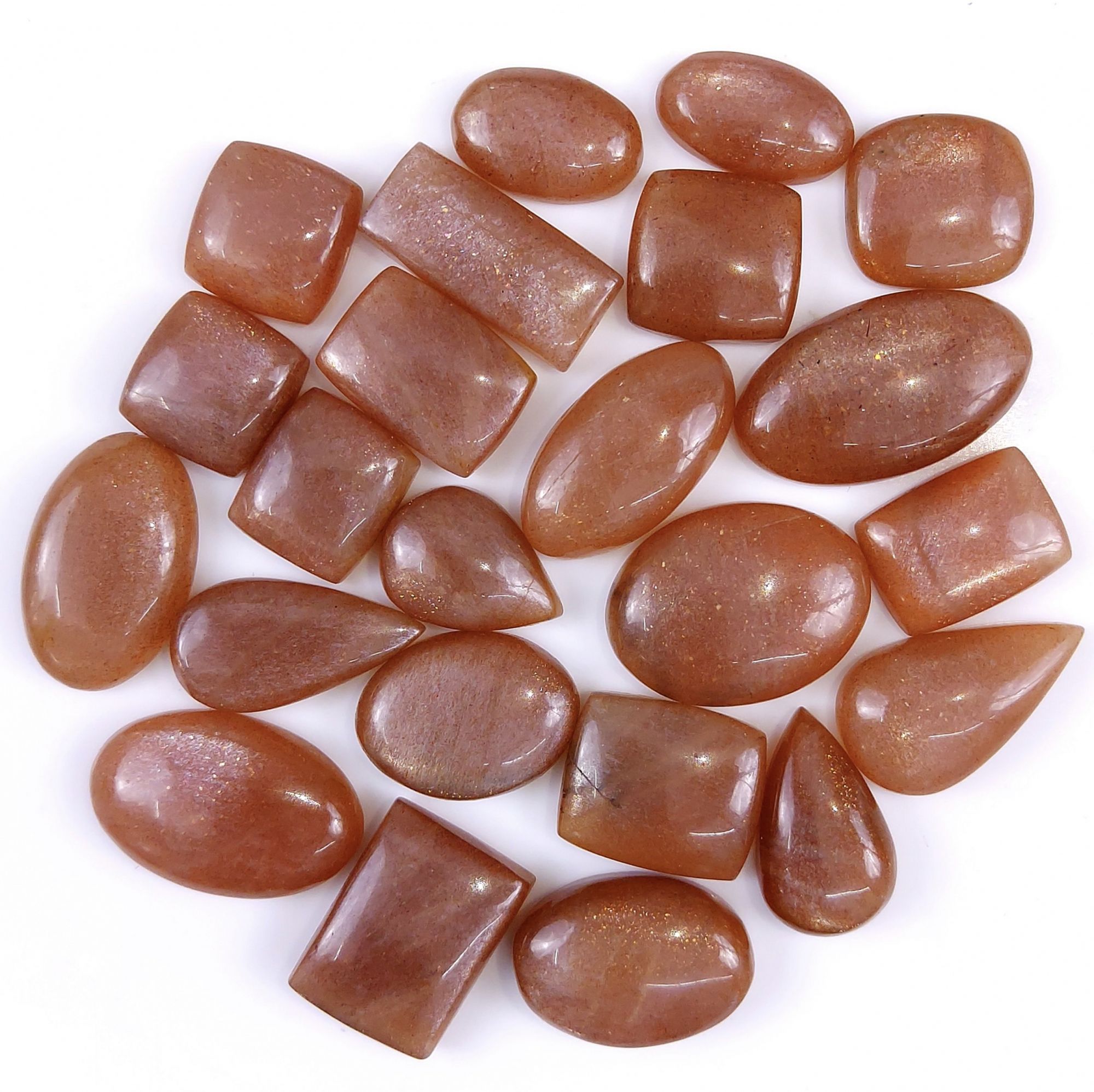 23 Pcs 328 Cts Natural Peach Moonstone Cabochon Lot Mix Shape Loose Gemstones Crystal Jewelry Making Supplies 30x20 15x12mmR-2144