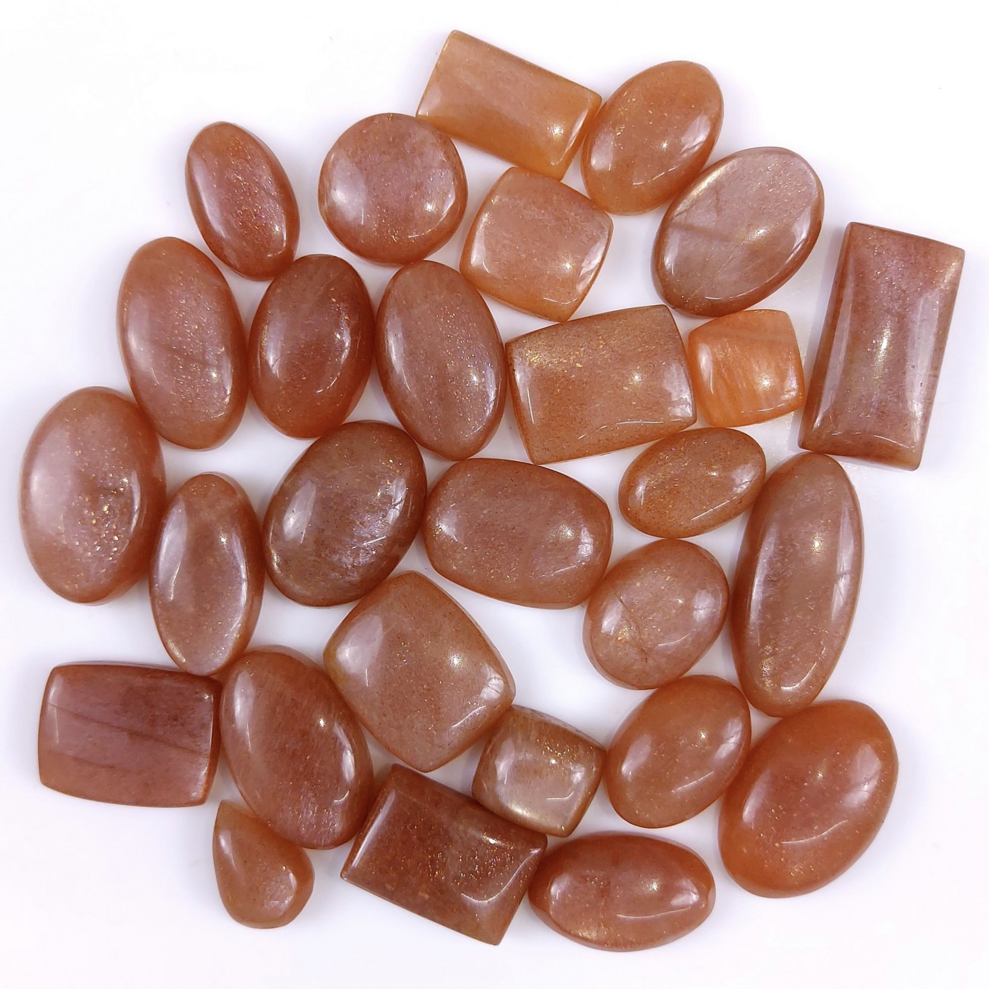 28 Pcs 417 Cts Natural Peach Moonstone Cabochon Lot Mix Shape Loose Gemstones Crystal Jewelry Making Supplies 30x14 13x13mmR-2150