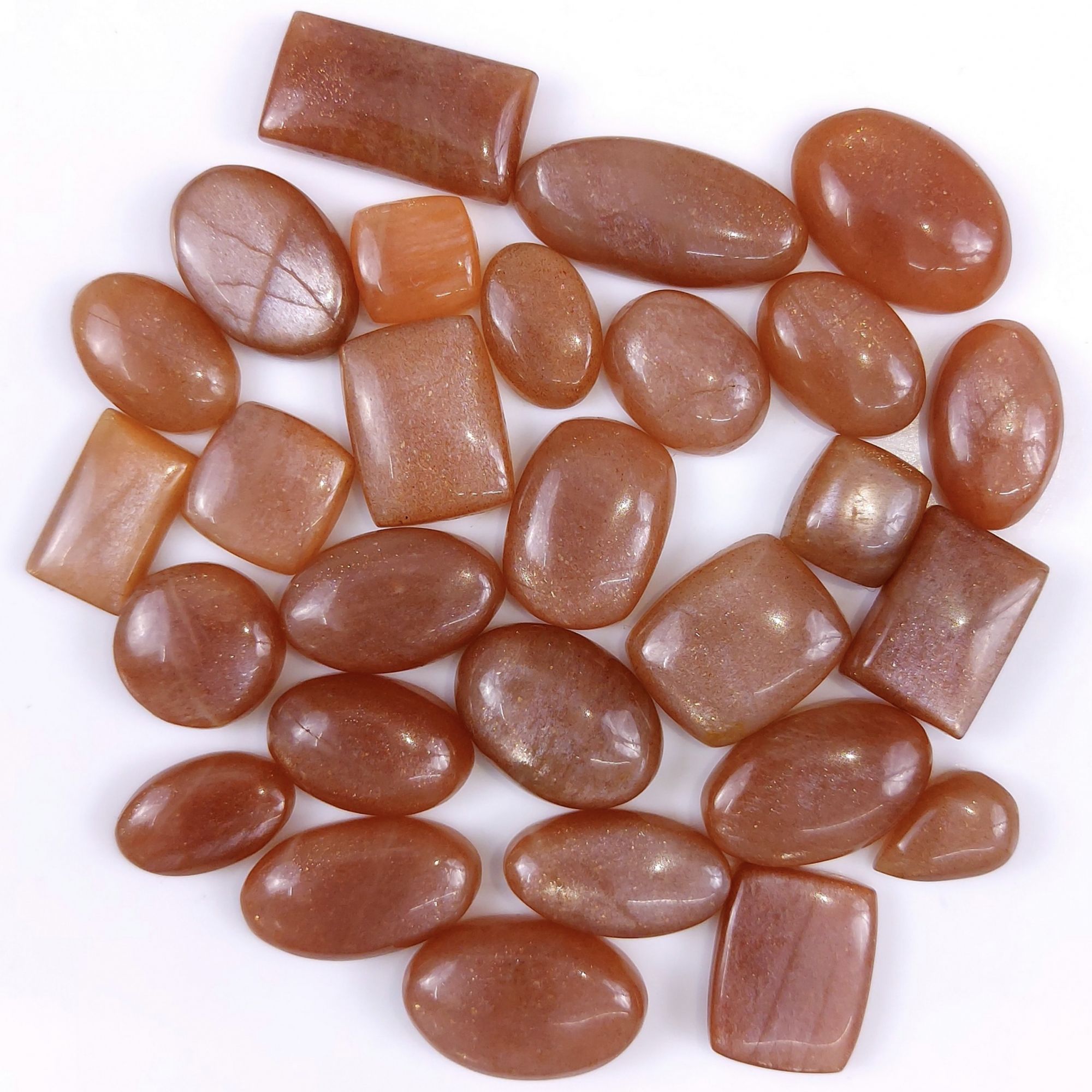 28 Pcs 417 Cts Natural Peach Moonstone Cabochon Lot Mix Shape Loose Gemstones Crystal Jewelry Making Supplies 30x14 13x13mmR-2150