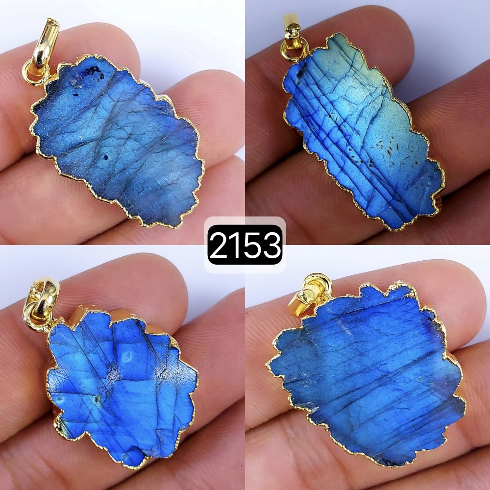 4Pcs 157Cts Natural Labradorite Slice Connector Pendant Bezeled Gemstone Pendant Electroplated Slice Layering Jewelry Gold Plated Choker 32x18 22x12mm