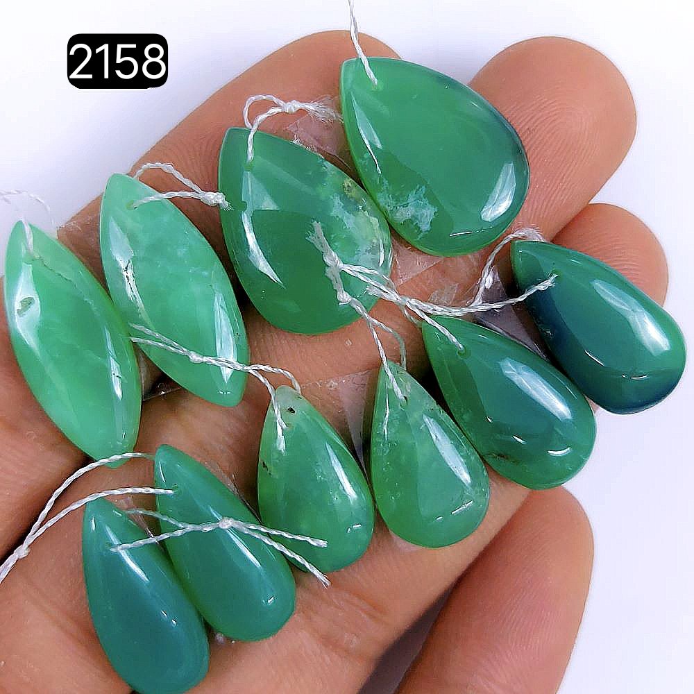 5 Pair 87Cts Natural Chrysoprase cabochon Pairs Gemstone, Drilled Green Chrysoprase Loose gemstone Dangle earring pairs, semi-precious Jewelry Gemstone 23x9 17x9mm#G-2158