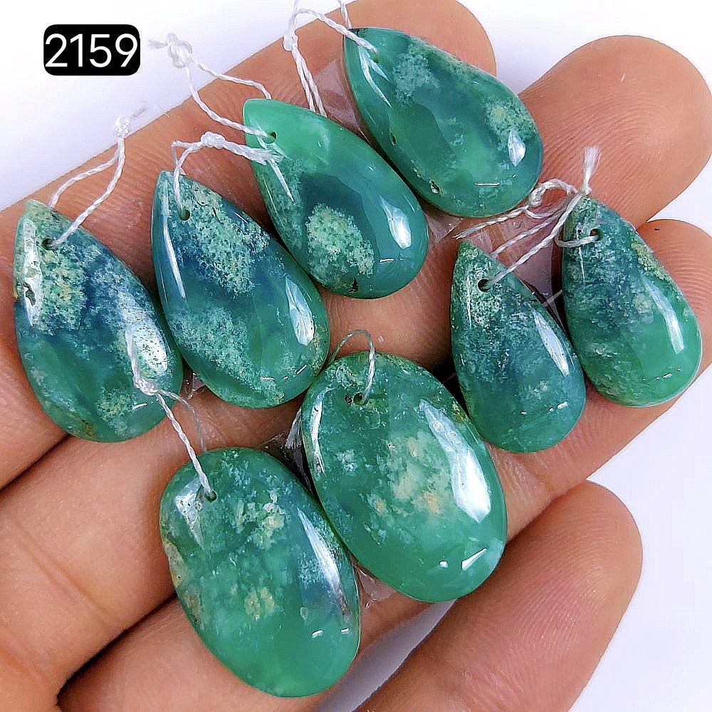 4 Pair 90Cts Natural Chrysoprase cabochon Pairs Gemstone, Drilled Green Chrysoprase Loose gemstone Dangle earring pairs, semi-precious Jewelry Gemstone 23x13 18x8mm#G-2159