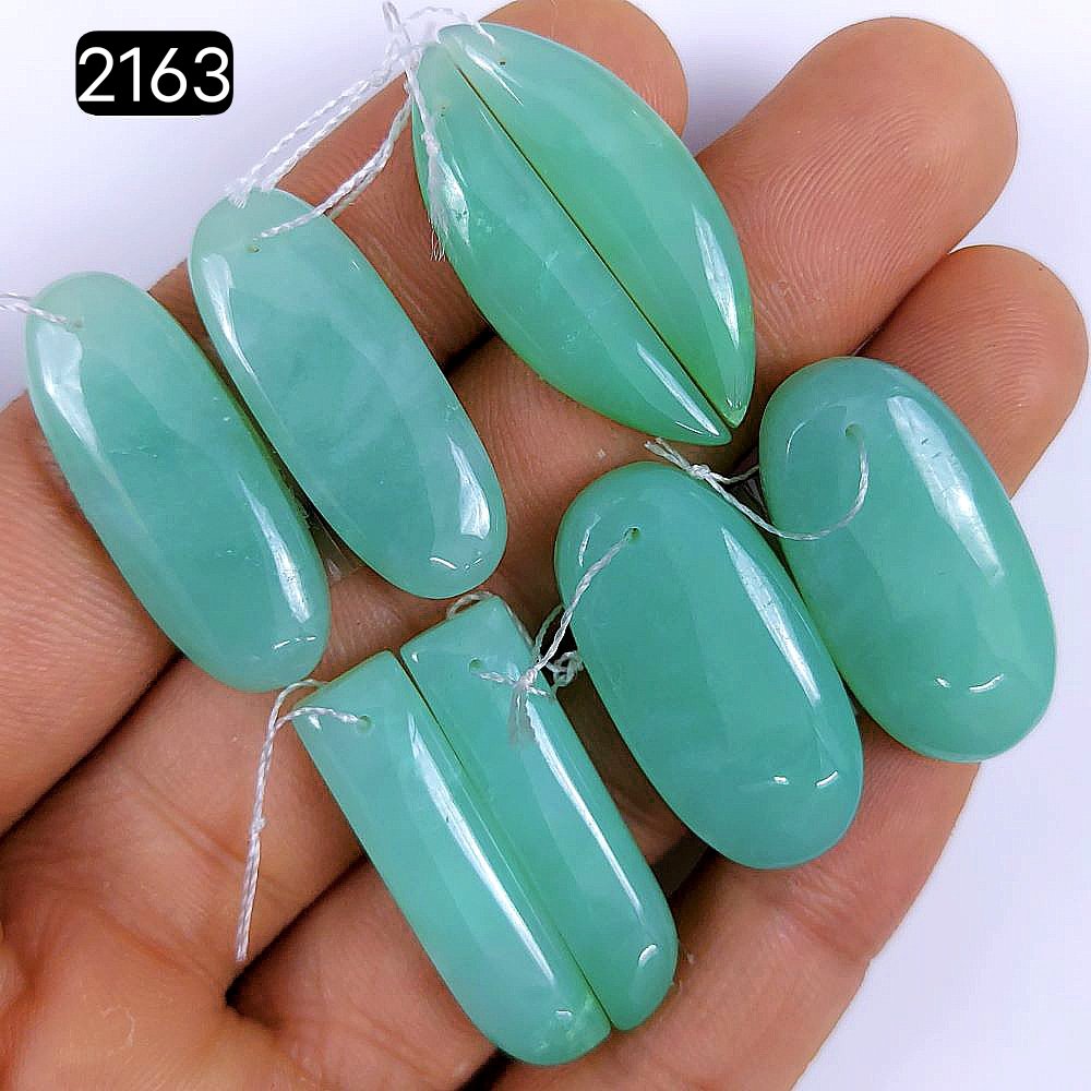 4 Pair 129Cts Natural Chrysoprase cabochon Pairs Gemstone, Drilled Green Chrysoprase Loose gemstone Dangle earring pairs, semi-precious Jewelry Gemstone 30x7 27x13mm#G-2163