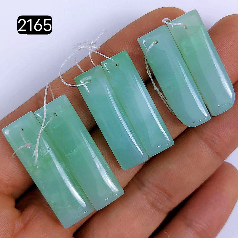 3 Pair 87Cts Natural Chrysoprase cabochon Pairs Gemstone, Drilled Green Chrysoprase Loose gemstone Dangle earring pairs, semi-precious Jewelry Gemstone 31x10 27x8mm#G-2165