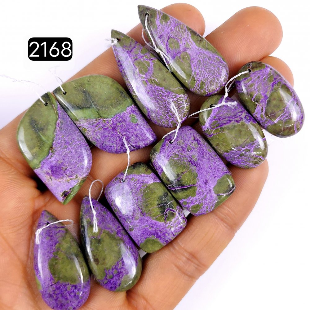 5Pair 176Cts Natural Purple Stichtite Loose Cabochon Mix Shape And Size Gemstone Front To Back Drill Pair For Jewelry Making Lot 30x15 22x12mm#G-2168