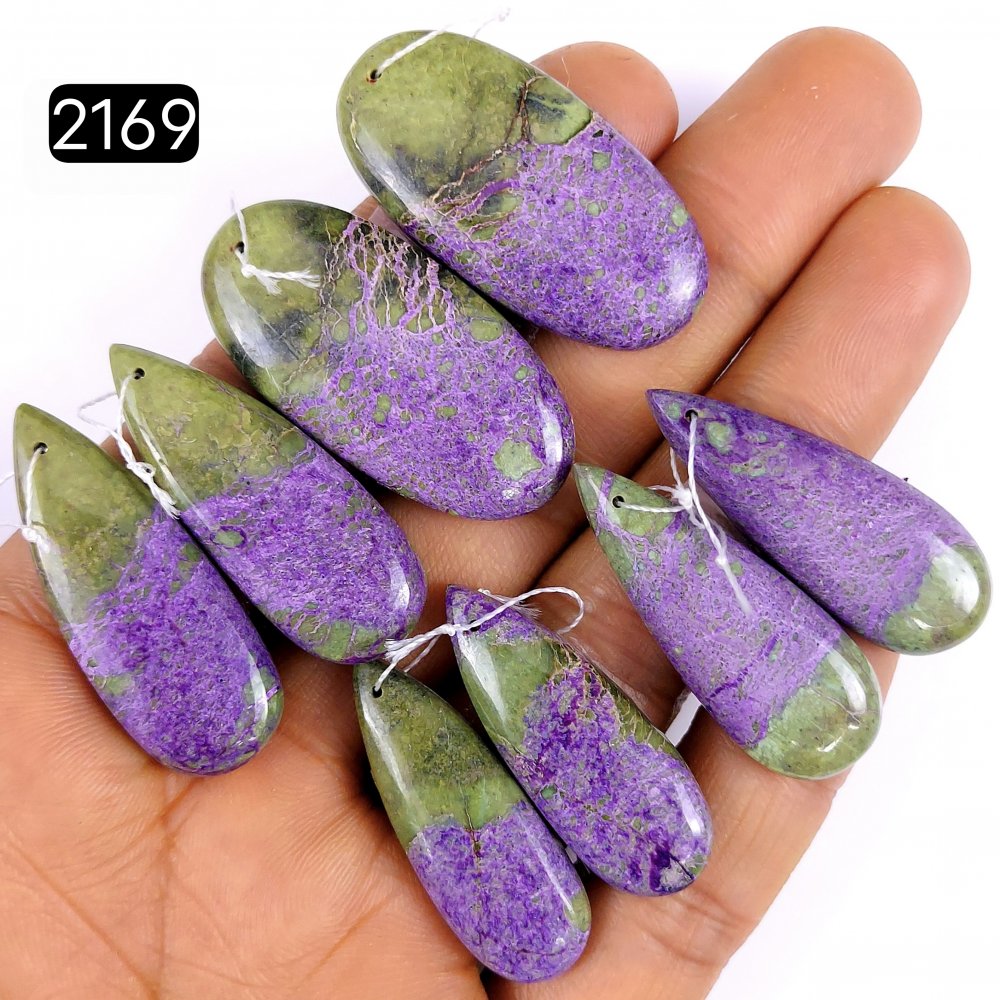 4Pair 157Cts Natural Purple Stichtite Loose Cabochon Mix Shape And Size Gemstone Front To Back Drill Pair For Jewelry Making Lot 35x16 32x10mm#G-2169