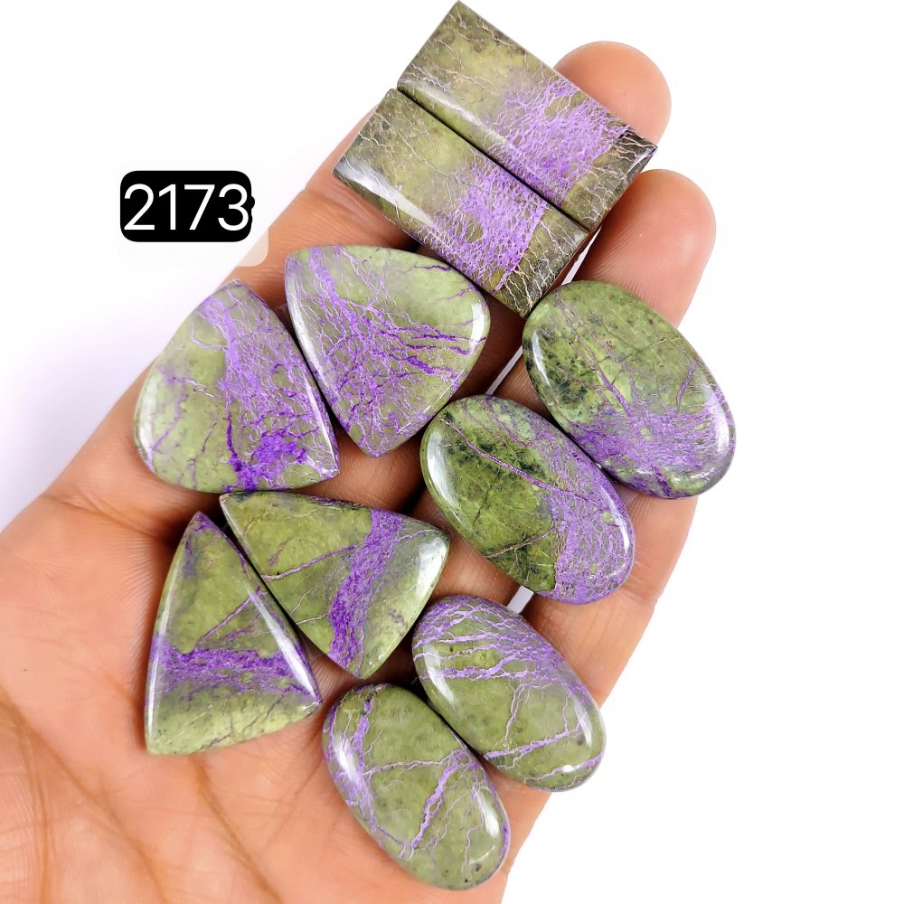 5Pair 199Cts Natural Purple Stichtite Loose Cabochon Mix Shape And Size Gemstone Pair For Jewelry Making Lot 29x10 27x18mm#G-2173