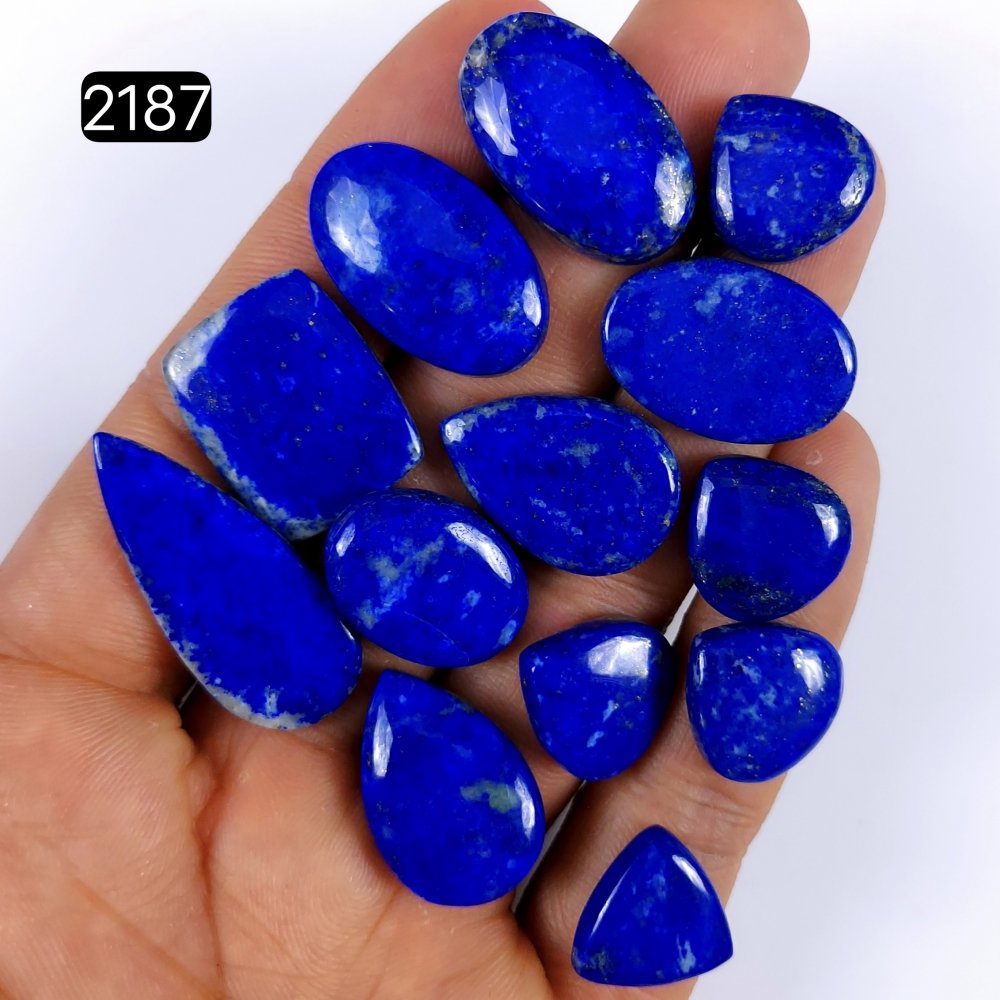 13Pcs 190Cts Natural Blue Lapis Lazuli Loose Cabochon Gemstone 32x14 15x15mm#2187