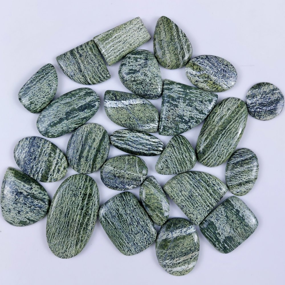 24Pcs 1055Cts Natural Swiss Green Opal Loose Cabochon Gemstone Lot Back Unpolished Lot For Jewelry Making 57x30 28x24mm#2189