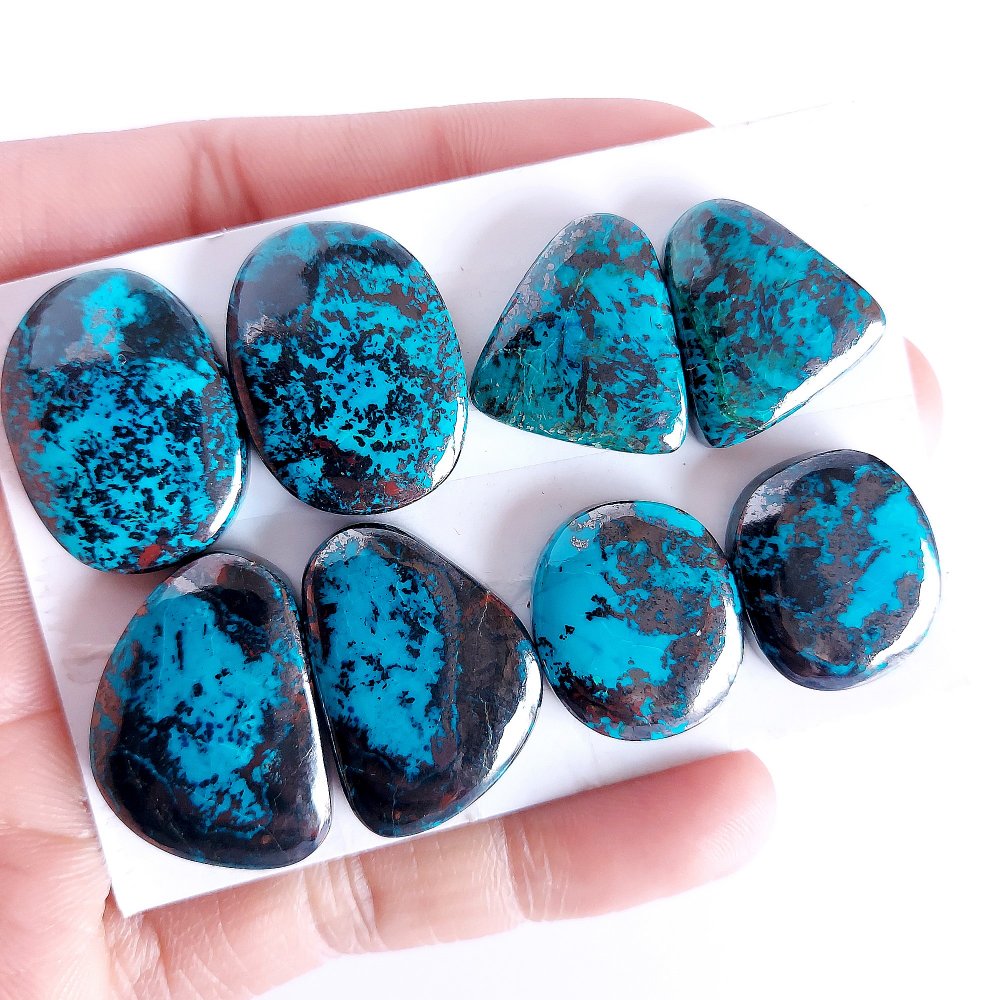 4Pair 247Cts Natural Chrysocolla Cabochon For Silver Earring 26x18 20x16mm#2194