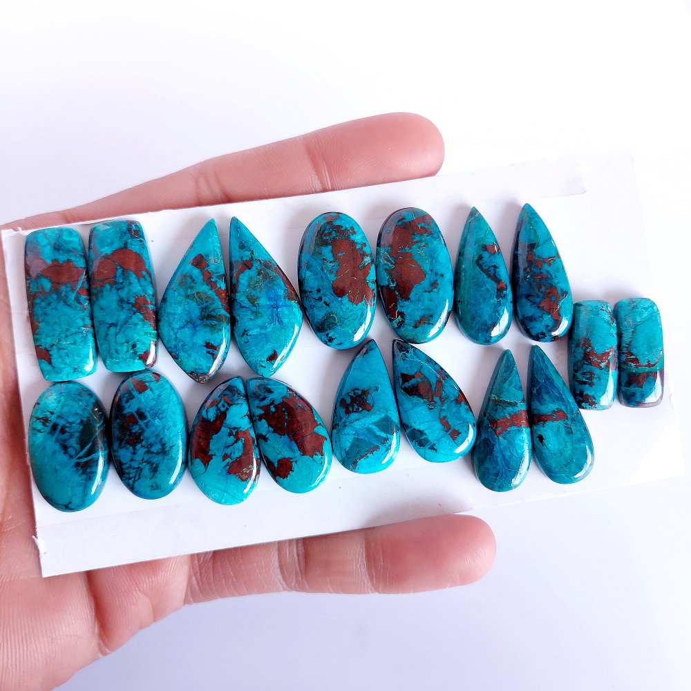 9Pair 342Cts Natural Chrysocolla Cabochon For Silver Earring 28x12 18x6mm#2198