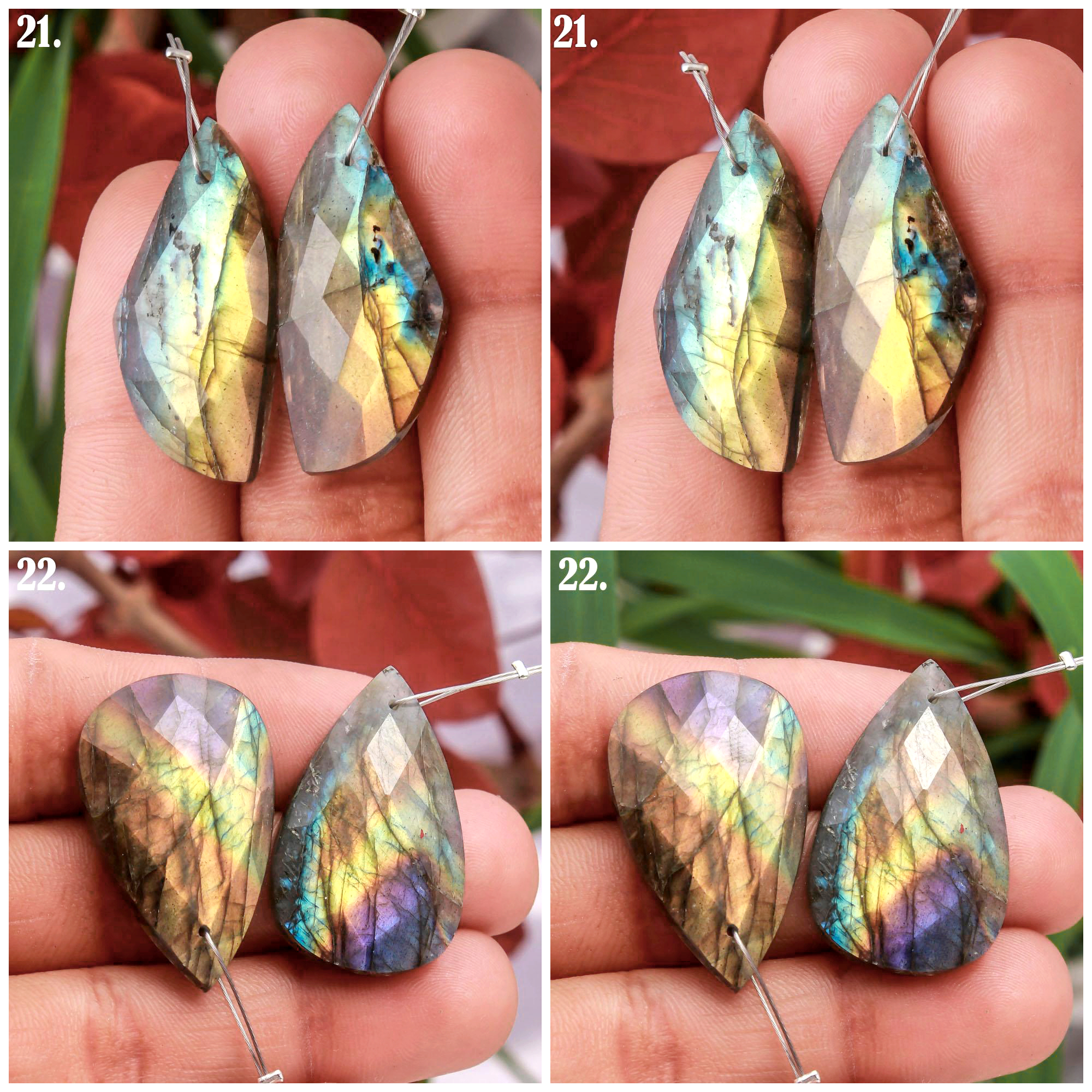 Front To Back Drilled Natural Faceted Labradorite  Earring Pair Loose Gemstone