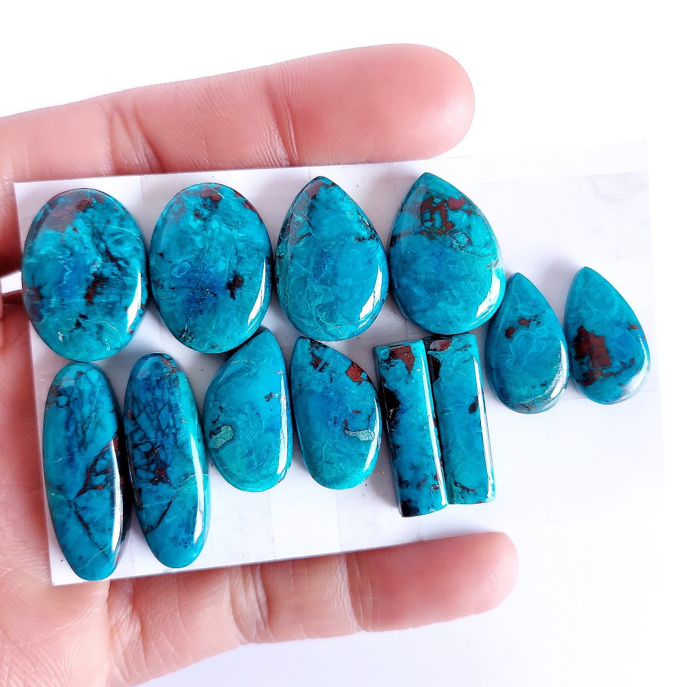 6Pair 180Cts Natural Chrysocolla Cabochon For Silver Earring 26x7 17x9mm#2206