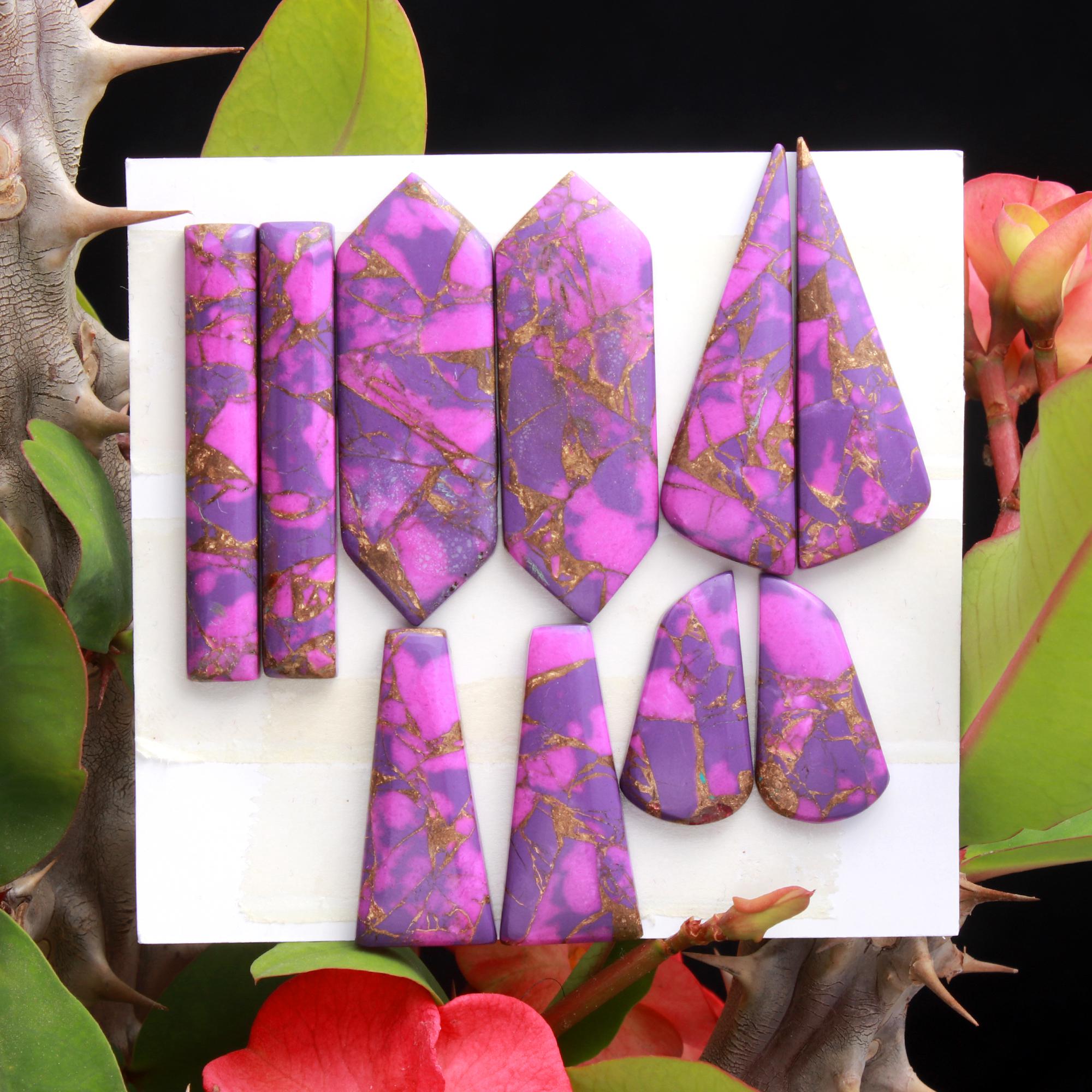 5 Pair 140CTS Purple Copper Turquoise Mix Shape Loose Gemstone Pair Lot Size 44x15 24x12mm