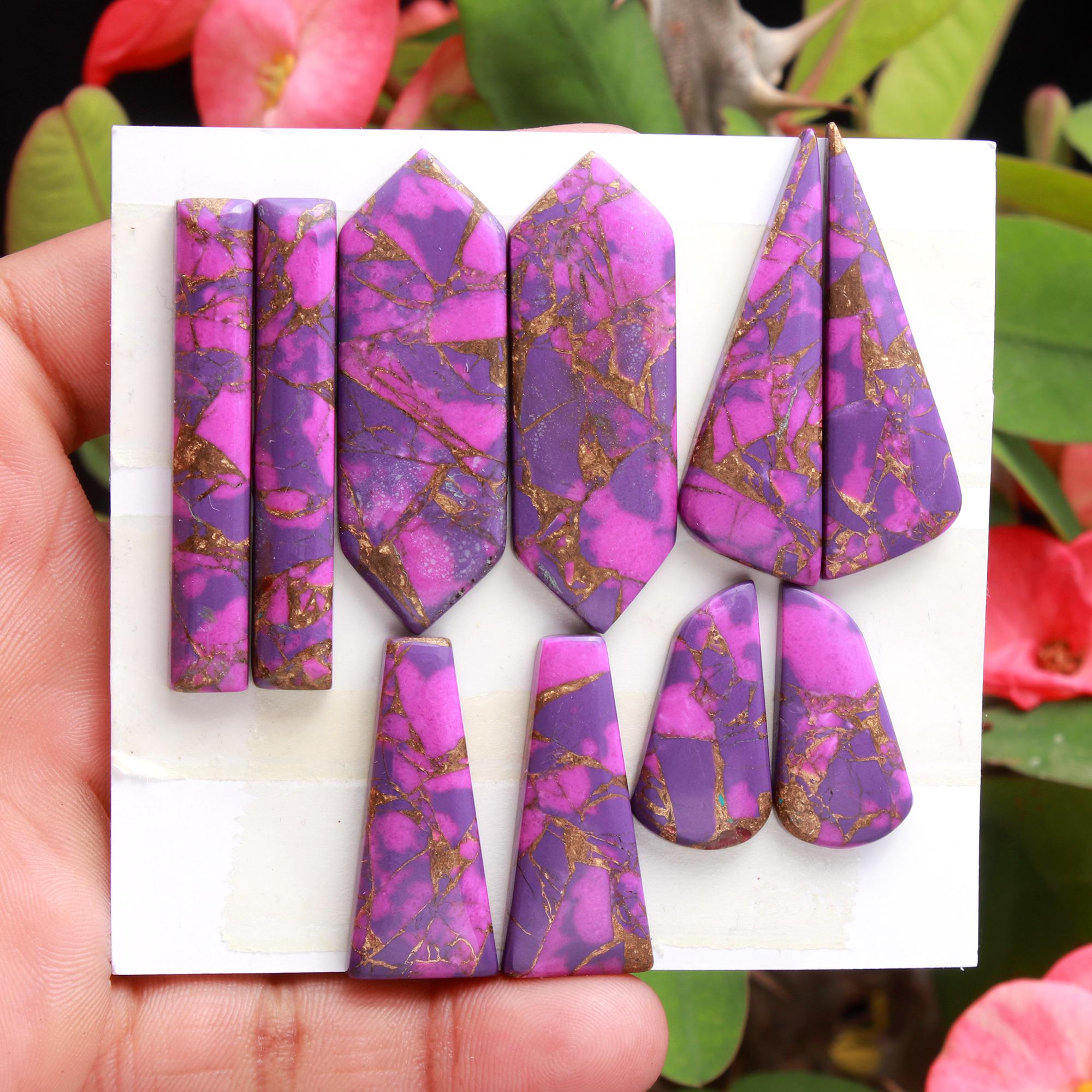 5 Pair 140CTS Purple Copper Turquoise Mix Shape Loose Gemstone Pair Lot Size 44x15 24x12mm