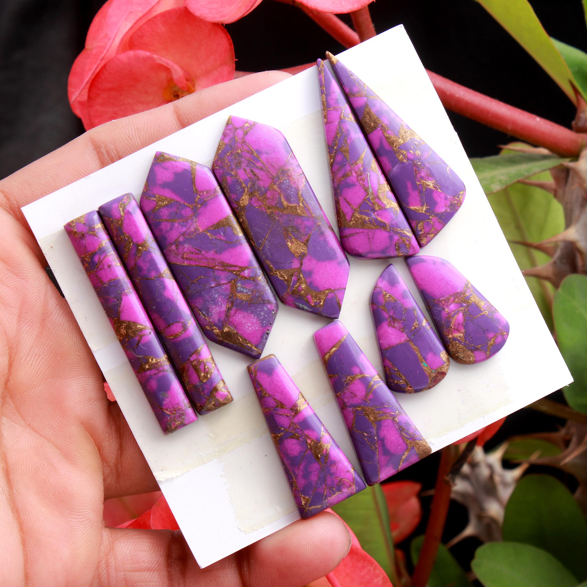 5 Pair 140CTS Purple Copper Turquoise Mix Shape Loose Gemstone Pair Lot Size 44x15 24x12mm