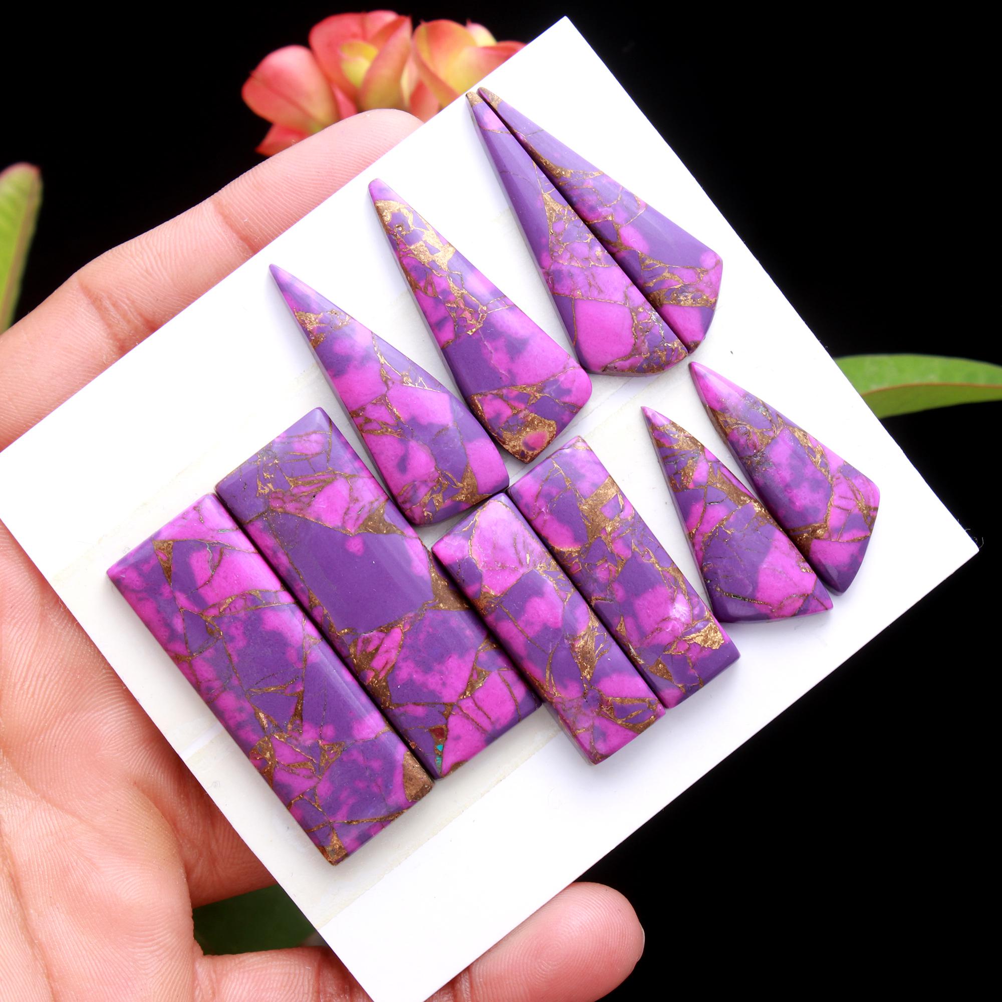 5 Pair 148CTS Purple Copper Turquoise Mix Shape Loose Gemstone Pair Lot Size 42x15 30x12mm