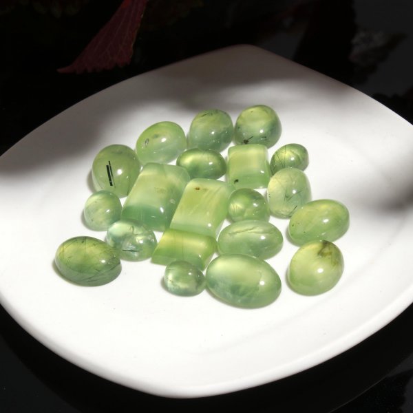 20 Pcs 116 Cts Natural Green Prehnite Mix Cabochon loose Gemstone Wholesale Lot Size 16x10 10x8mm