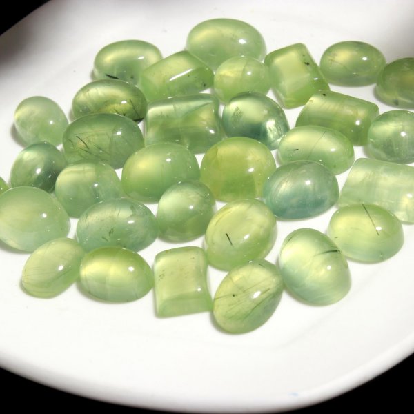 32 Pcs 140 Cts Natural Prehnite Mix loose Cabochon Gemstone Wholesale Lot Size 13x10 10x8 mm