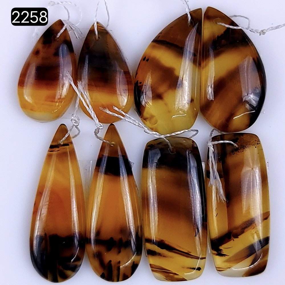 4Pairs 88Cts Natural Montana agate cabochon Pair Lot For Gemstone Earrings 30X12 20X12mm#2258