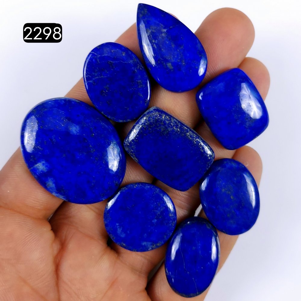 8Pcs 204Cts Natural Blue Lapis Lazuli Cabochon Gemstone Blue Lapis Loose Gemstone Healing Crystal Mix Shape &amp; Size Jewelry Making Gemstone 35x27 24x18mm #2298