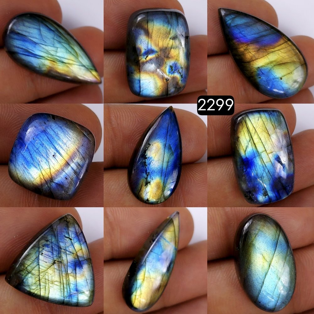 9Pcs 180Cts Natural Labradorite Cabochon Multifire Lot For Jewelry Making, Labradorite Necklace Handmade Wire Wrapped Loose Gemstone 28x14 15x15mm#2299