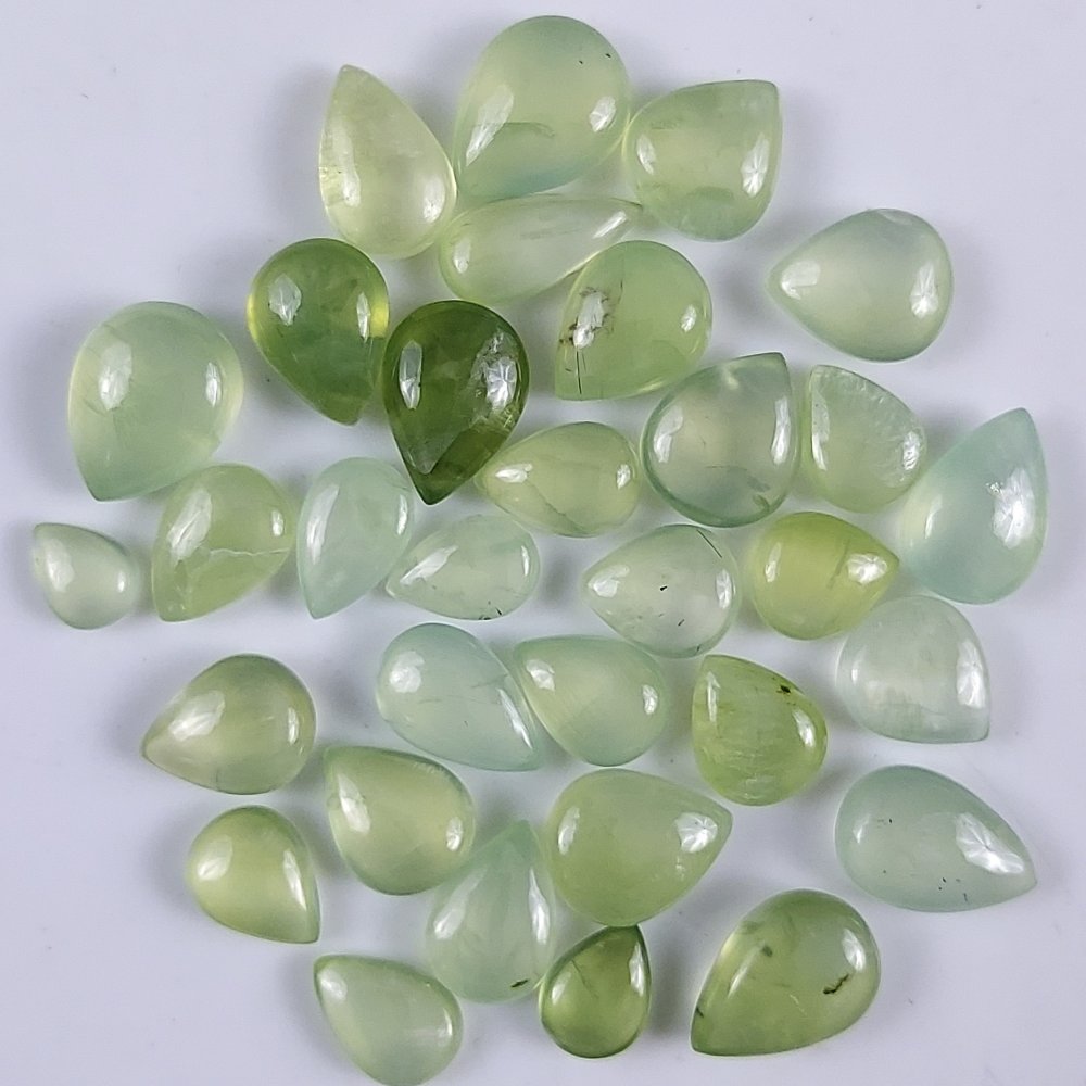 32Pcs Lot 133Cts Natural Green Prehnite Teardrop Shape Undrill Briolette Loose Gemstone 11x7 6x4mm#232