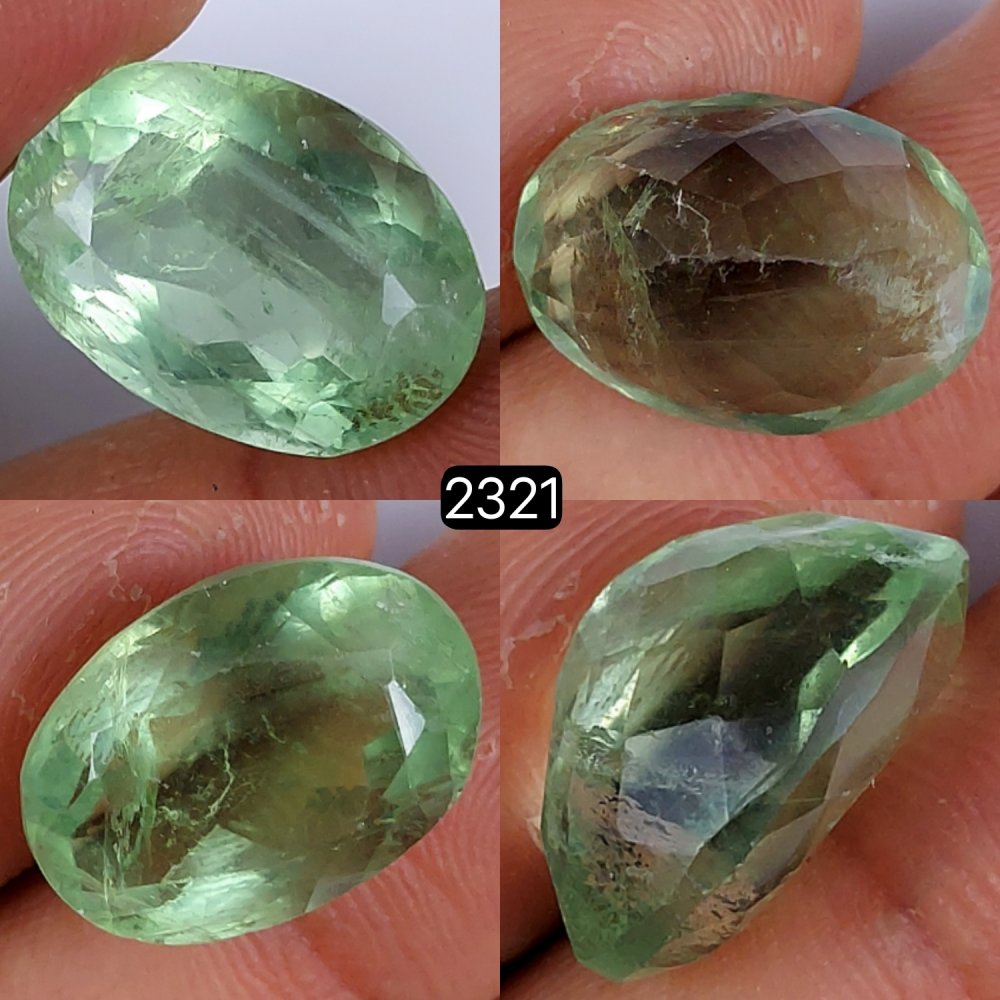 18Cts Natural Green Fluorite Faceted Cabochon Oval Shape Gemstone Crystal 18x14mm#2321