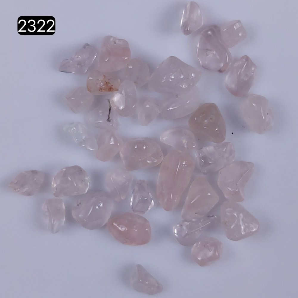 35Pcs 60Cts Natural Pink Rose Quartz Uncut and Drilled Beads Gemstone Cabochon Lot 6X5 6X4 mm#2322