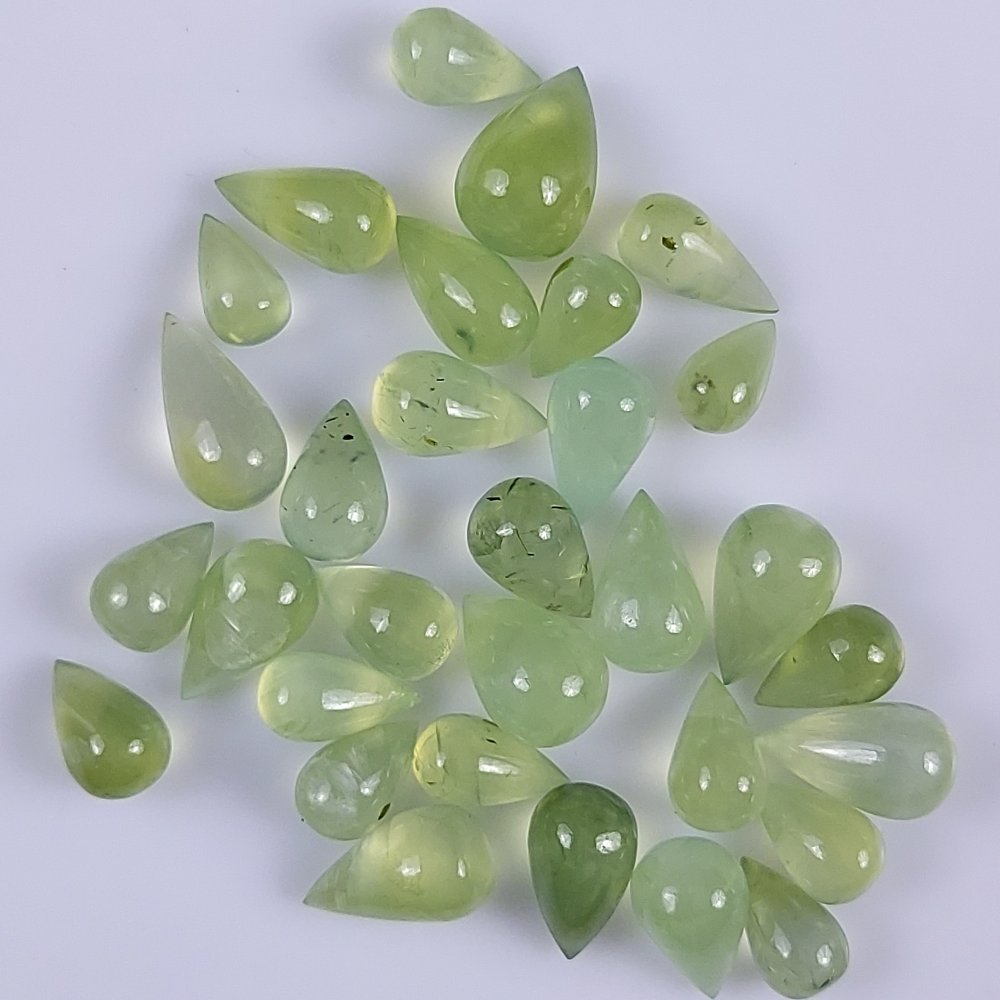 31Pcs Lot 117Cts Natural Green Prehnite Drop Shape Undrill Briolette Loose Gemstone 11x6 7x3mm#233