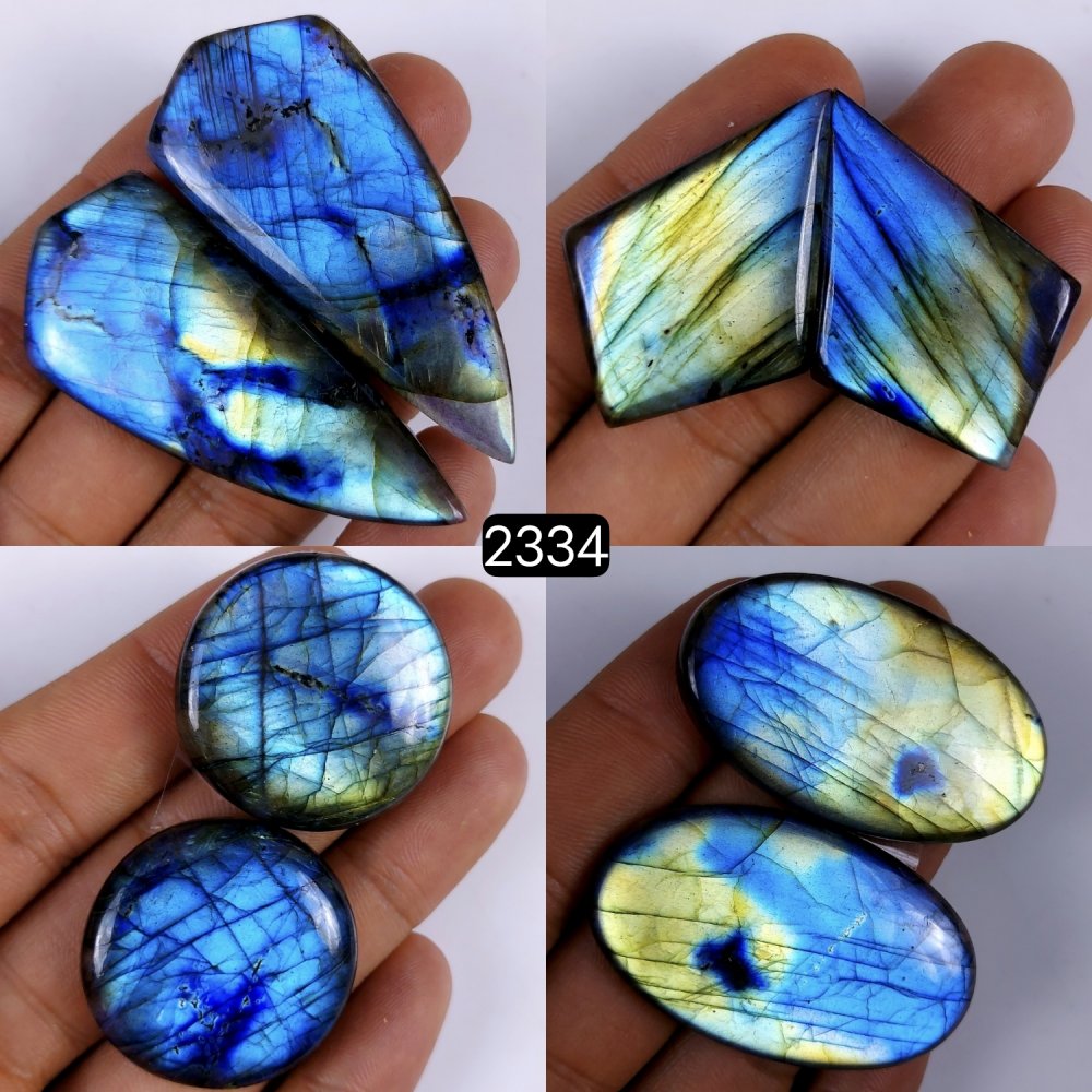 4Pair Lot 554Cts Natural Labradorite Cabochon Multifire Loose Gemstone Pairs For Jewelry Making 554Cts 58x24 28x28mm#2334