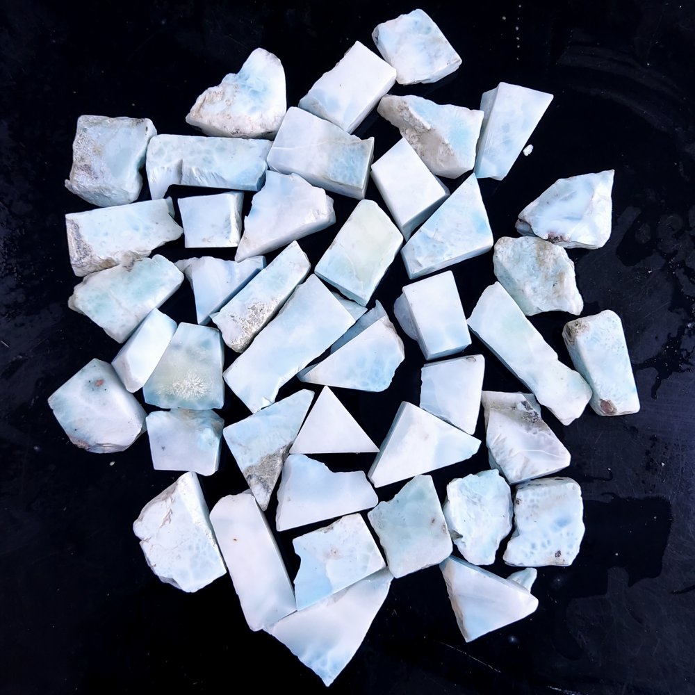 42Pcs 1250Cts Natural Blue Dominican Larimar Raw Rough Gemstone Unpolished Crystal Chunks Lot 18mm #2382