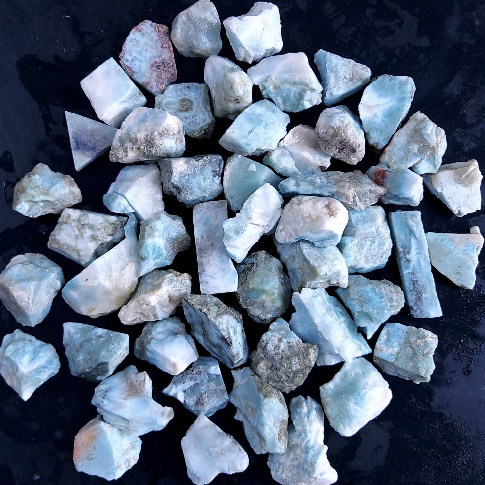 50Pcs 1381Cts Natural Blue Dominican Larimar Raw Rough Gemstone Unpolished Crystal Chunks Lot 18mm #2387