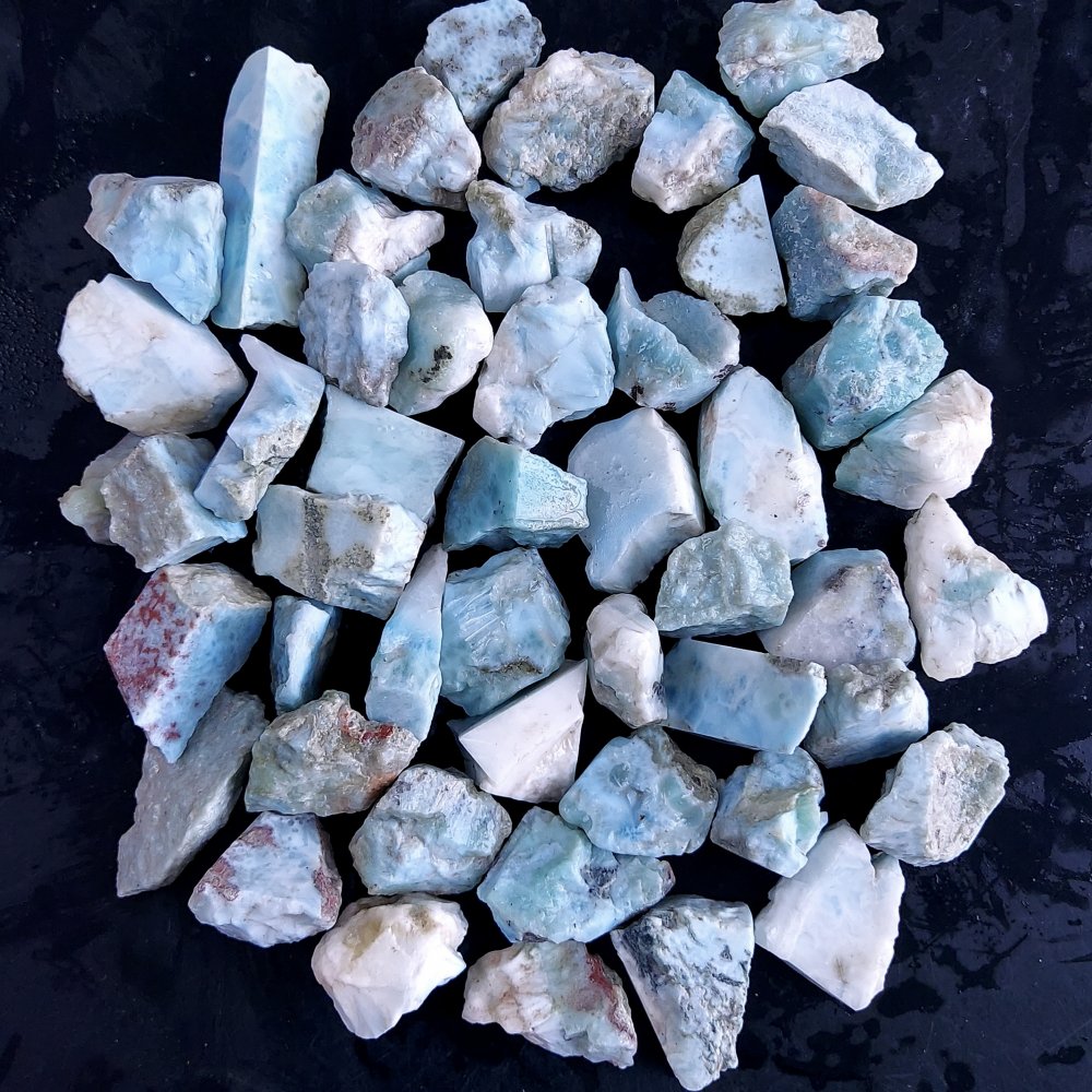 50Pcs 1437Cts Natural Blue Dominican Larimar Raw Rough Gemstone Unpolished Crystal Chunks Lot 18mm #2389