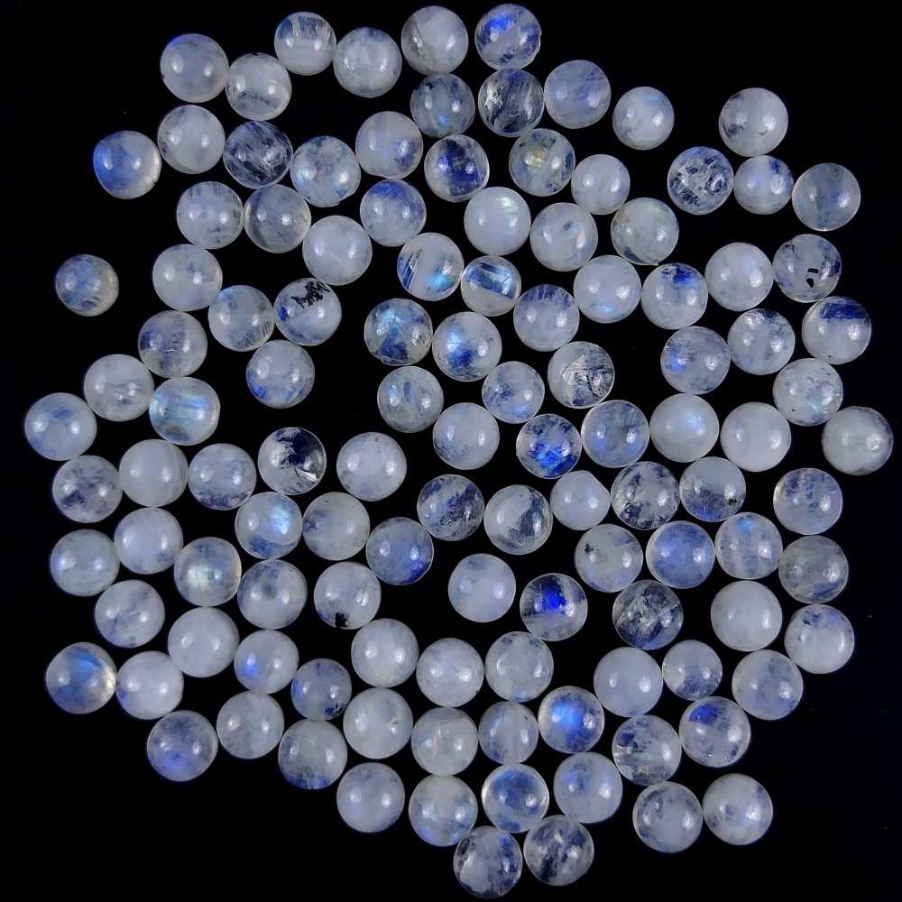 117Pcs Lot 162Cts Natural Rainbow Moonstone Calibrated Round Shape Cabochon Lot  Loose Gemstones For Jewelry Making  5x5mm#G-239