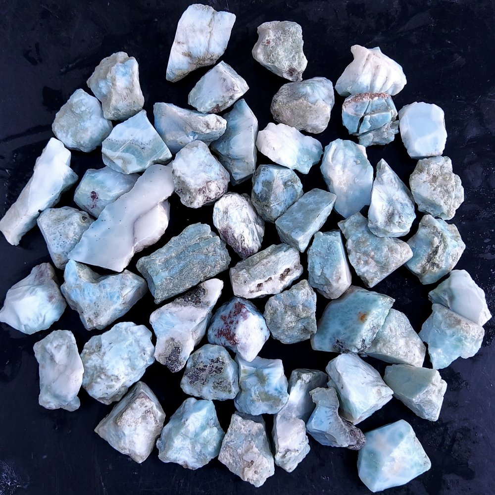 50Pcs 1492Cts Natural Blue Dominican Larimar Raw Rough Gemstone Unpolished Crystal Chunks Lot 18mm #2391