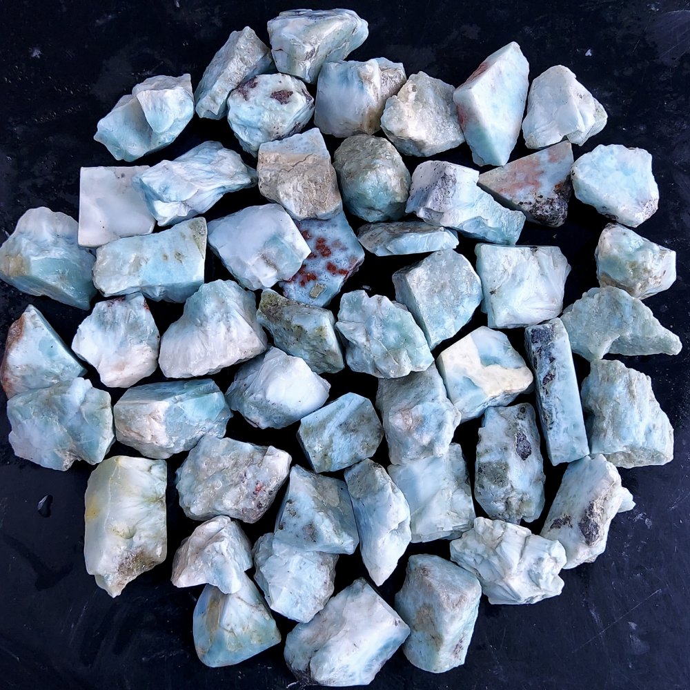 50Pcs 1505Cts Natural Blue Dominican Larimar Raw Rough Gemstone Unpolished Crystal Chunks Lot 18mm #2393