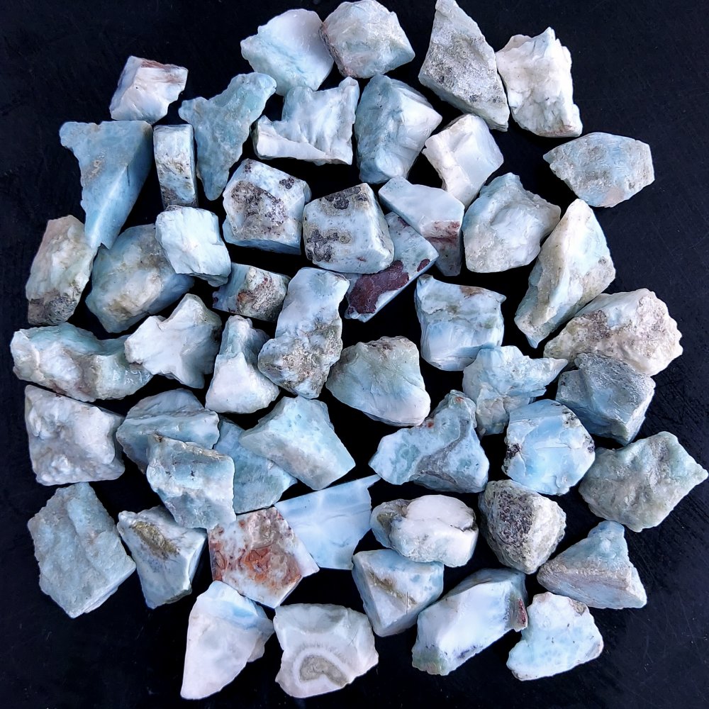50Pcs 1428Cts Natural Blue Dominican Larimar Raw Rough Gemstone Unpolished Crystal Chunks Lot 18mm #2394