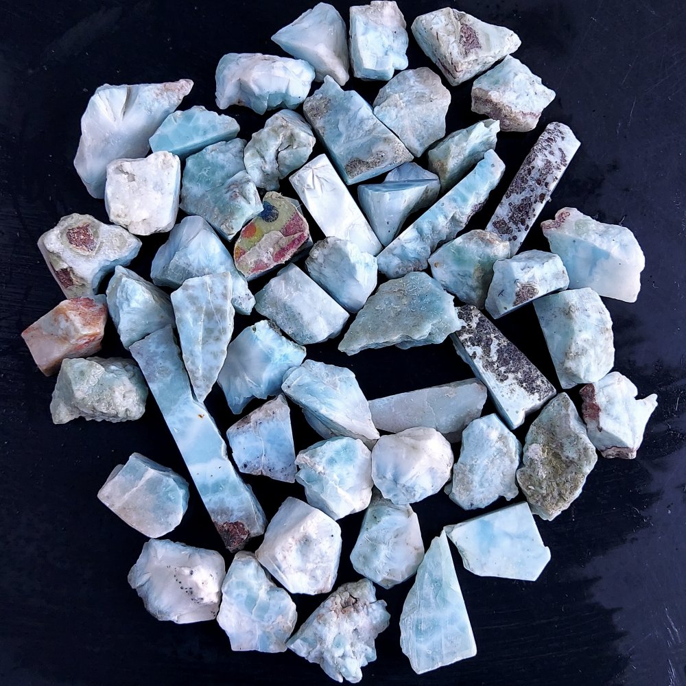 50Pcs 1170Cts Natural Blue Dominican Larimar Raw Rough Gemstone Unpolished Crystal Chunks Lot 16mm #2397