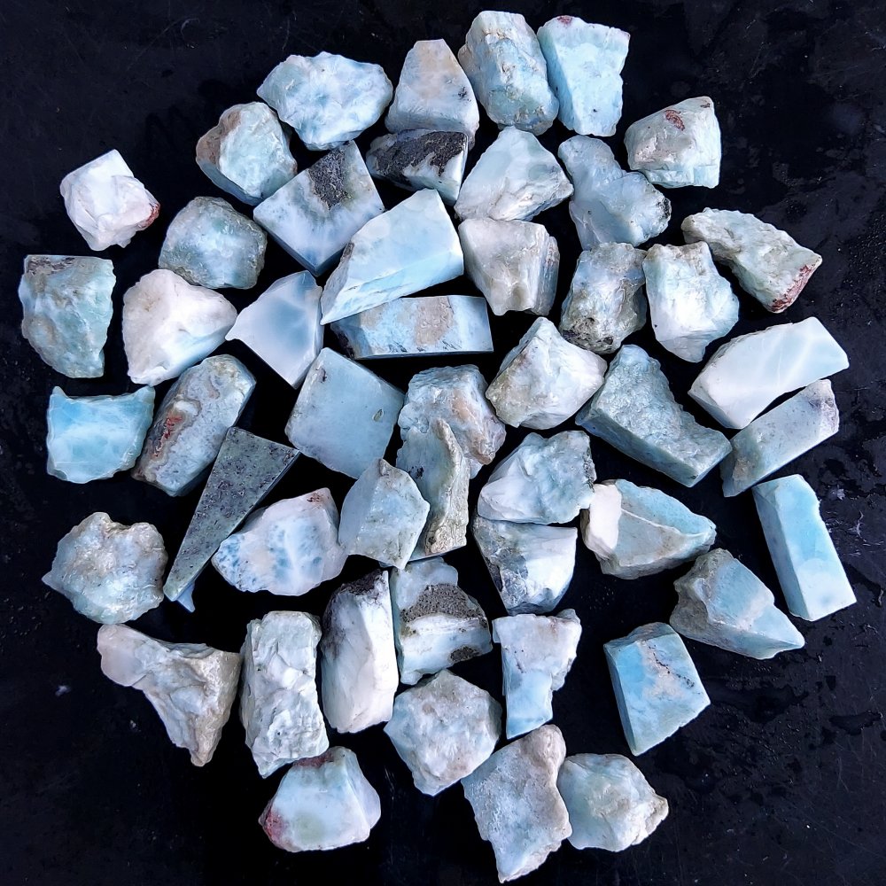 49Pcs 1085Cts Natural Blue Dominican Larimar Raw Rough Gemstone Unpolished Crystal Chunks Lot 16mm #2398