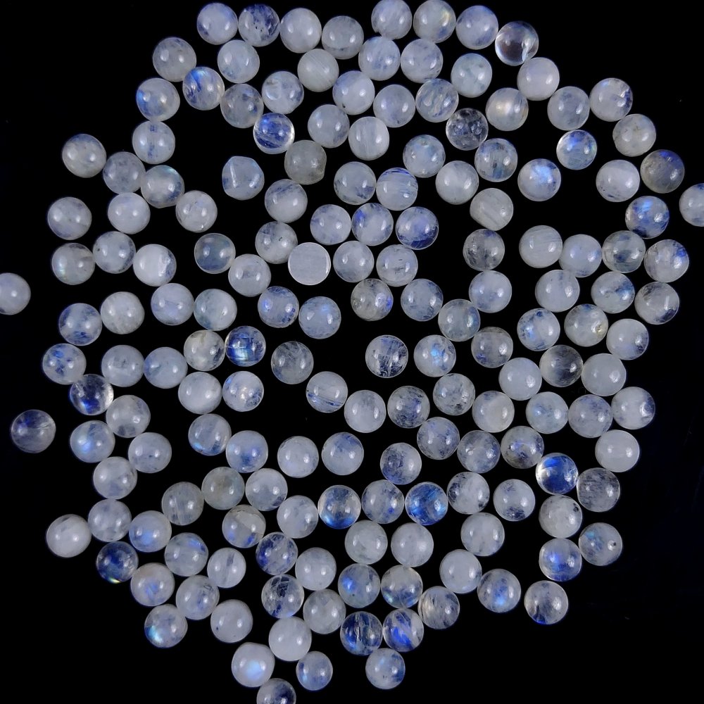 168Pcs Lot 158Cts Natural Rainbow Moonstone Calibrated Round Shape Cabochon Lot  Loose Gemstones For Jewelry Making  3x3mm#G-240