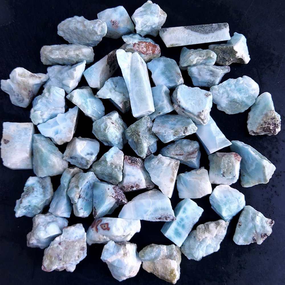 50Pcs 1100Cts Natural Blue Dominican Larimar Raw Rough Gemstone Unpolished Crystal Chunks Lot 16mm #2401