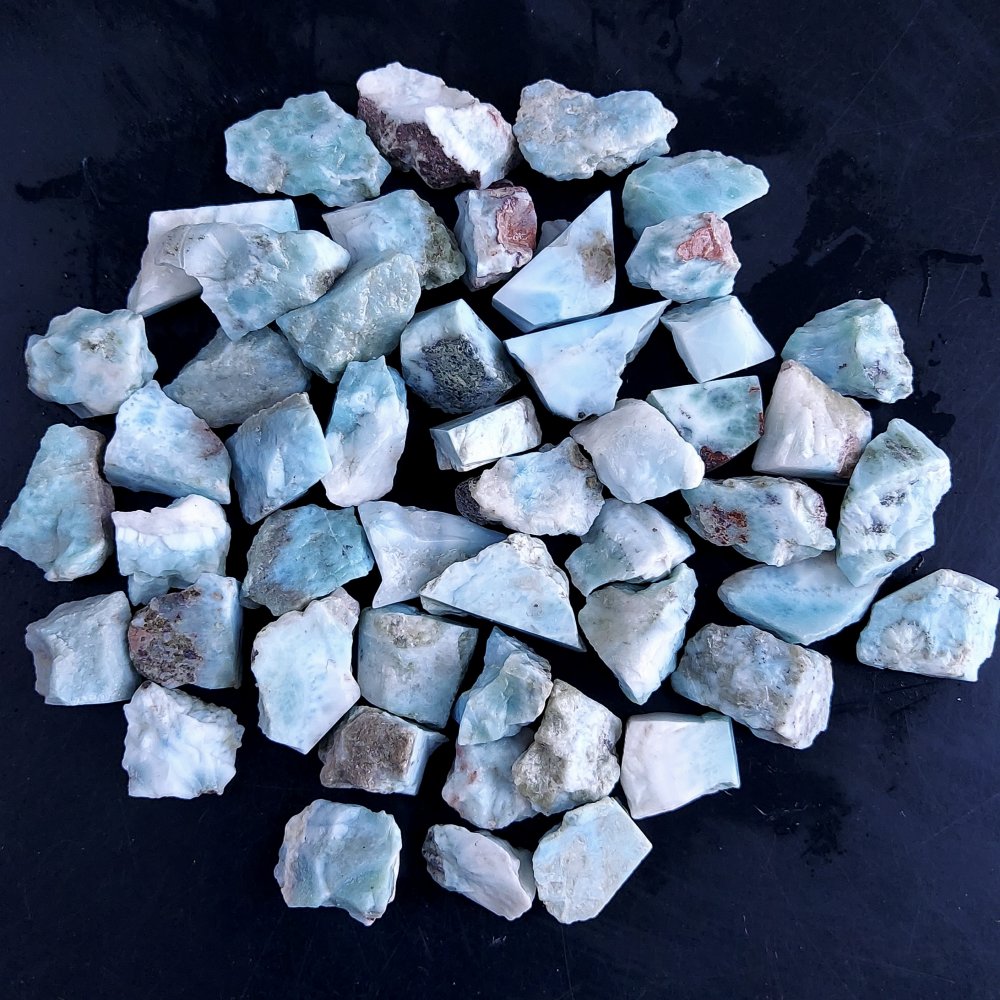 50Pcs 1153Cts Natural Blue Dominican Larimar Raw Rough Gemstone Unpolished Crystal Chunks Lot 16mm #2403